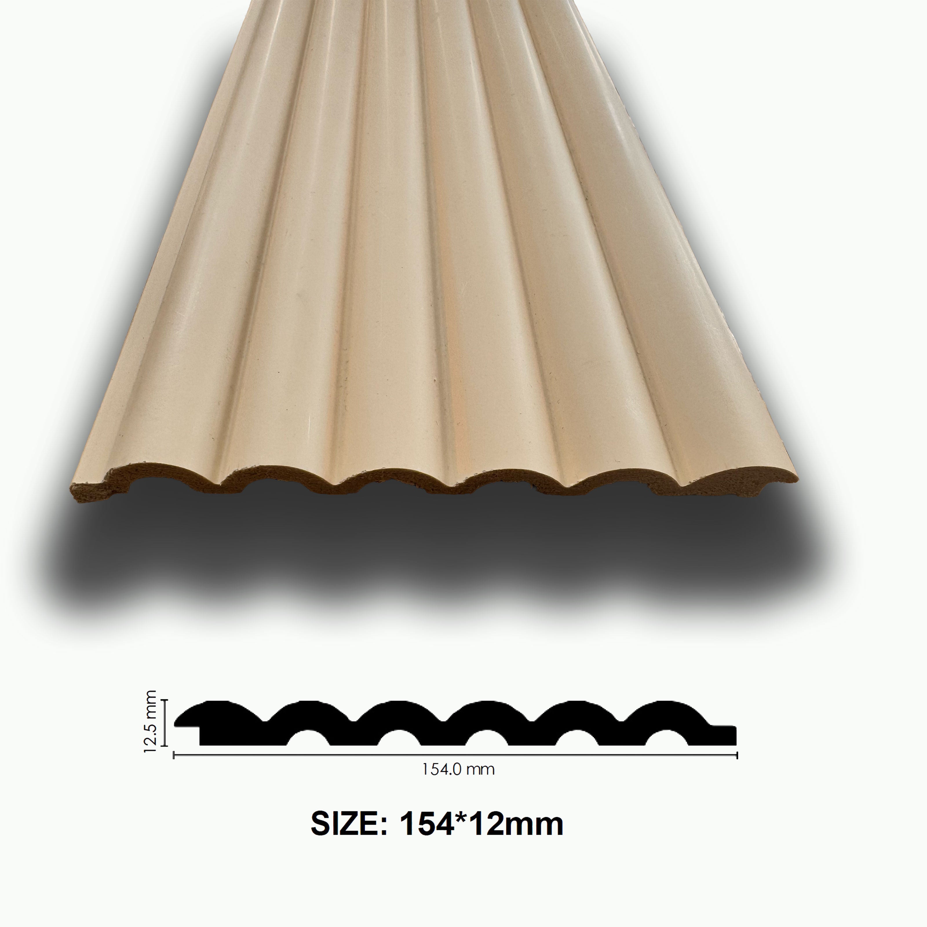 Asta intera 12x154x2800mm di Rivestimento Polimeri Boiserie cannettato Lamelli tondi eff. Touch VANILLA CLOUD - Eternal Parquet