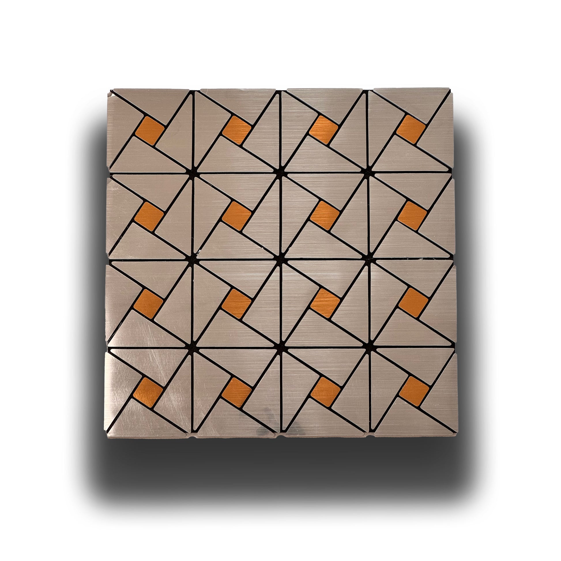 Piastrelle 3D Autoadesive in PET acustiche e isolanti 30x30cm (4mm spessore) TRIANGOLI ORO ARGENTO - Eternal Parquet