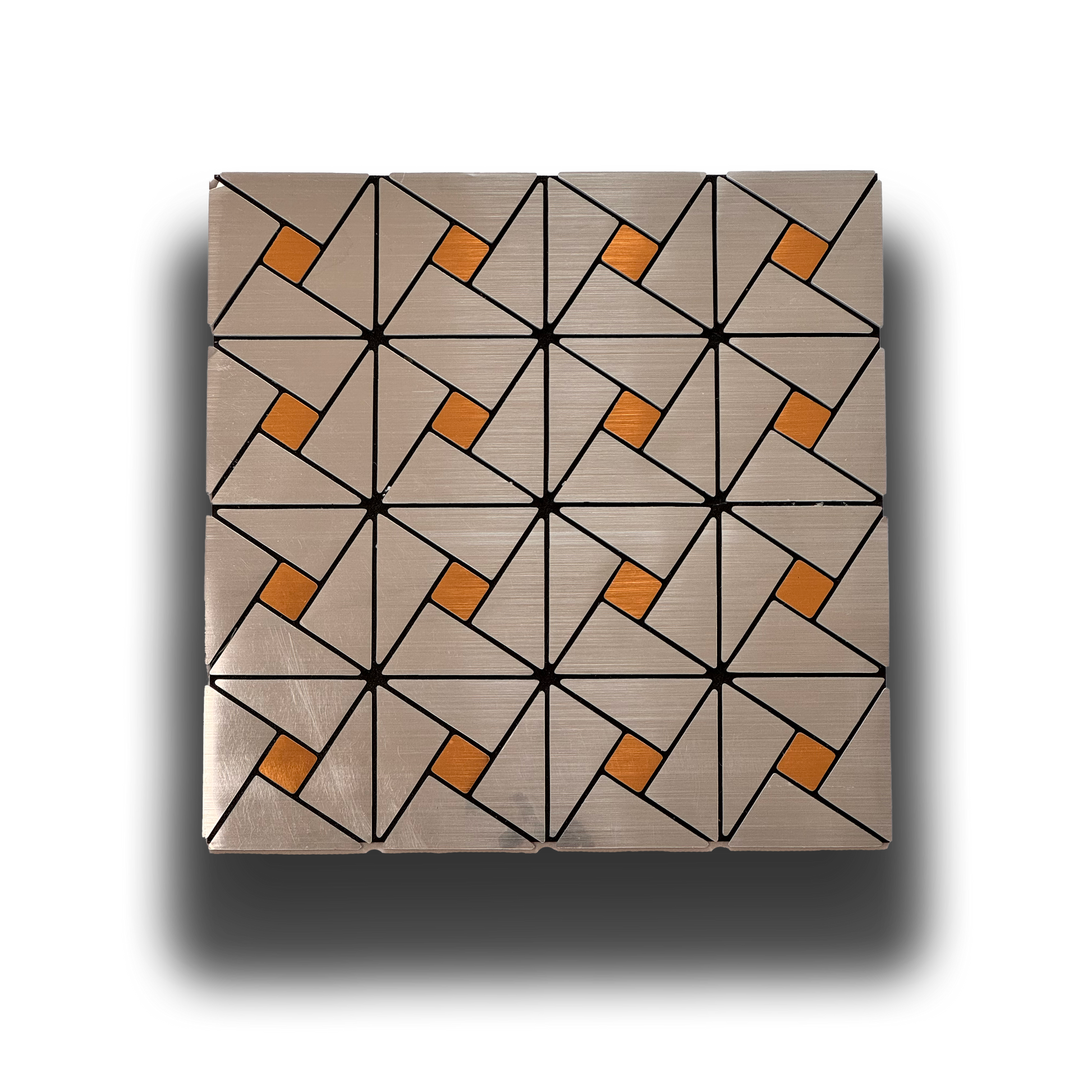Piastrelle 3D Autoadesive in PET acustiche e isolanti 30x30cm (4mm spessore) TRIANGOLI ORO ARGENTO - Eternal Parquet