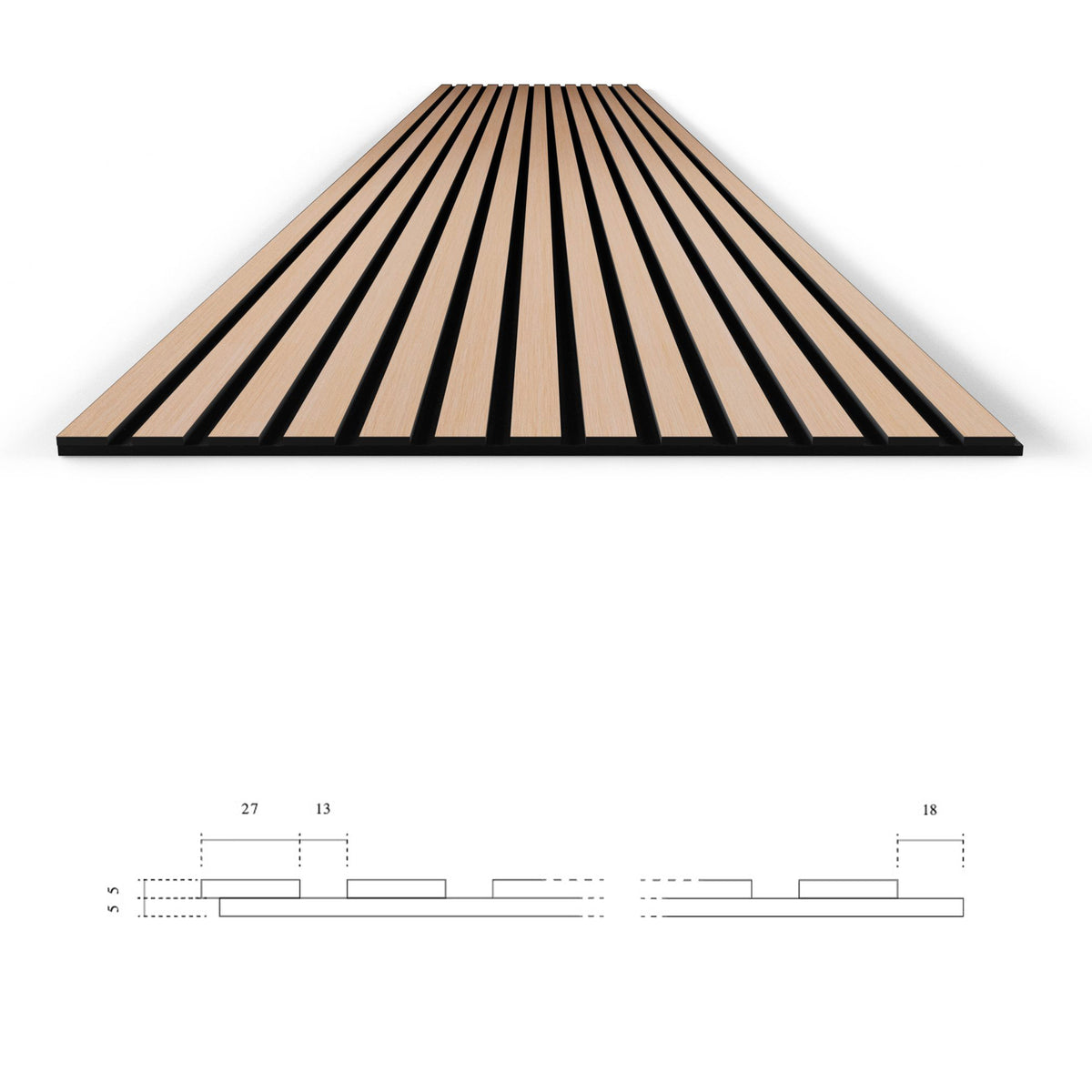 Pannello acustico dogato cannettato decorativo 2800x600x10mm in VERO LEGNO+Pet+Mdf "varie essenze" - Eternal Parquet