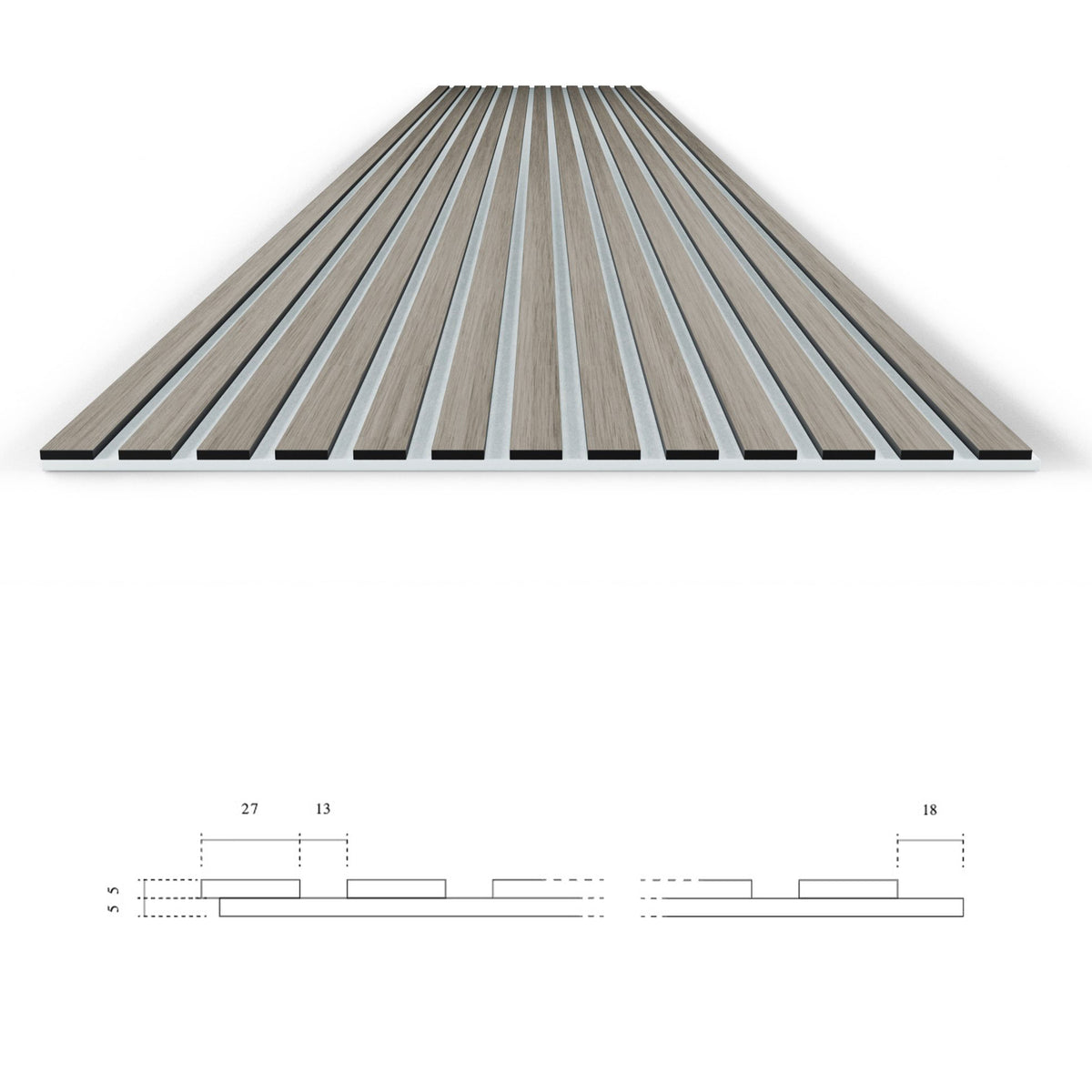 Pannello acustico dogato cannettato decorativo 2800x600x10mm in VERO LEGNO+Pet+Mdf "varie essenze" - Eternal Parquet