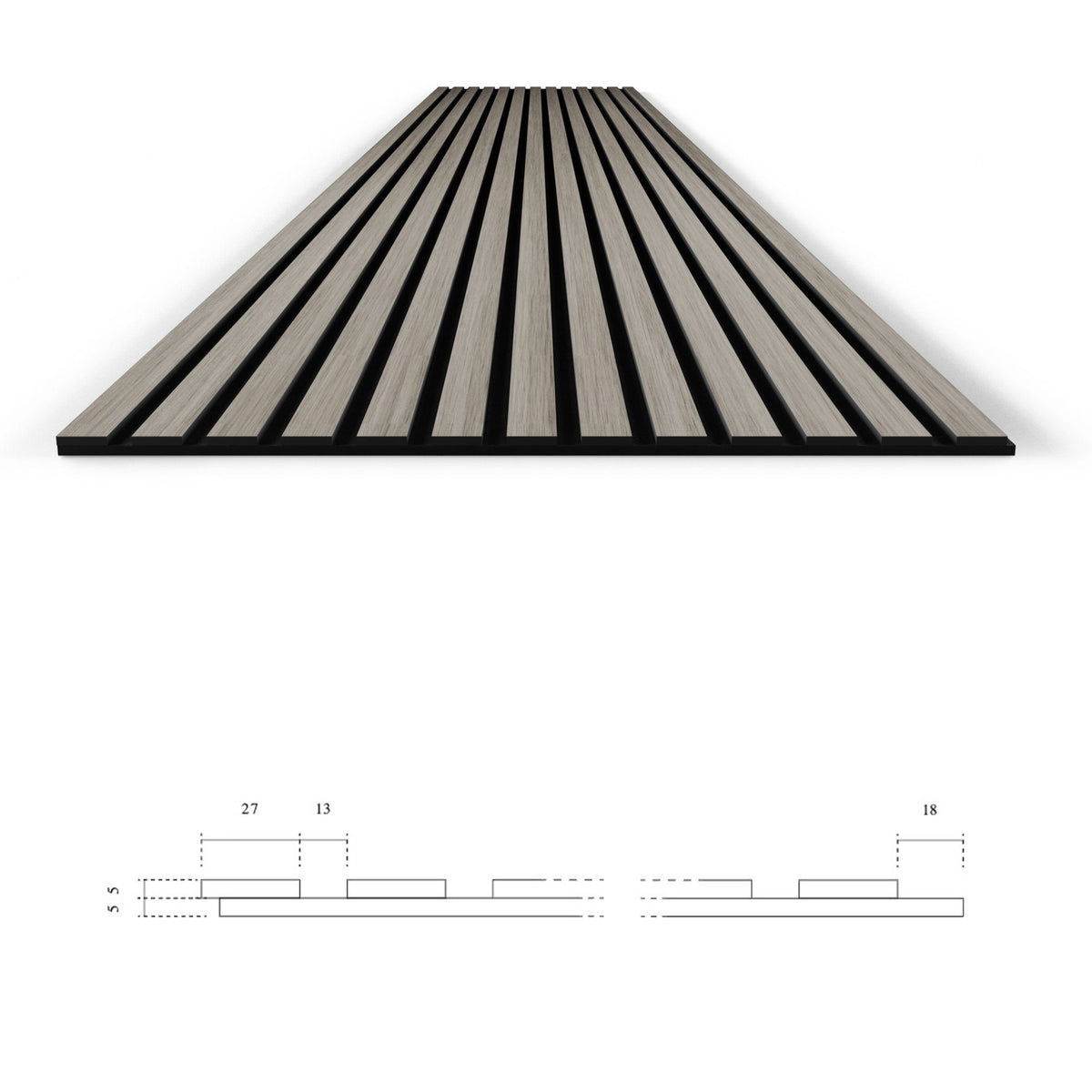 Pannello acustico dogato cannettato decorativo 2800x600x10mm in VERO LEGNO+Pet+Mdf "varie essenze" - Eternal Parquet