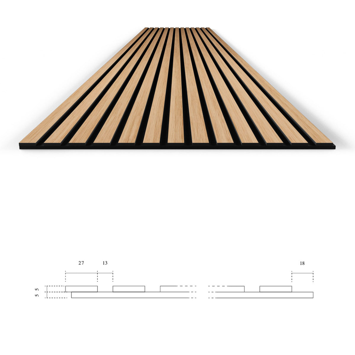 Pannello acustico dogato cannettato decorativo 2800x600x10mm in VERO LEGNO+Pet+Mdf "varie essenze" - Eternal Parquet