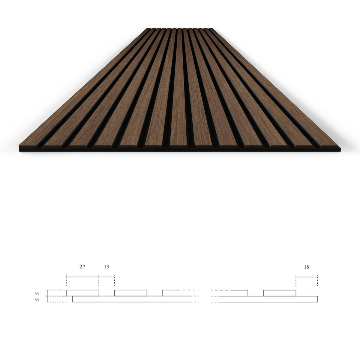 Pannello acustico dogato cannettato decorativo 2800x600x10mm in VERO LEGNO+Pet+Mdf "varie essenze" - Eternal Parquet