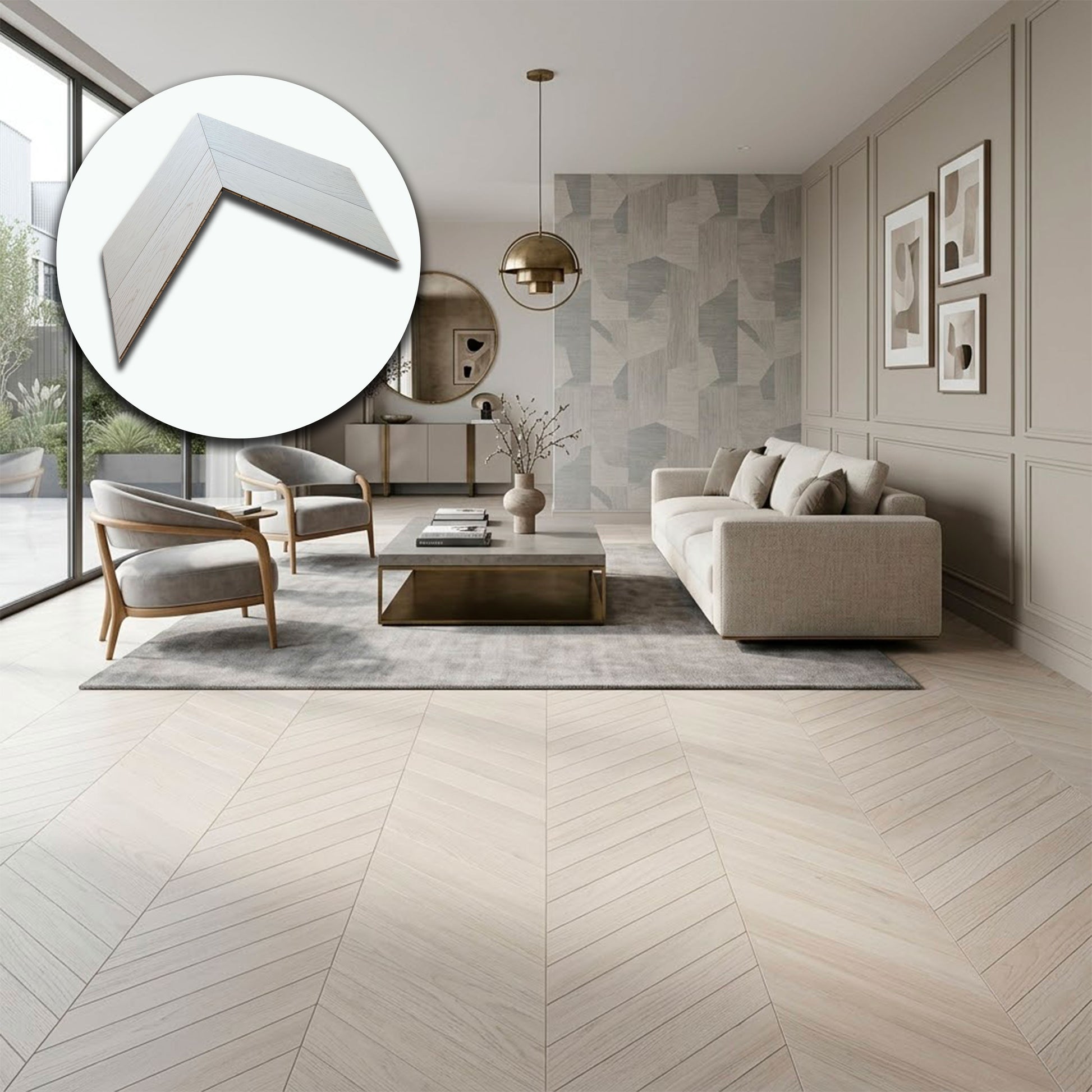 €39,90mq * STOCK GARBELOTTO * Lotto da 44mq di Parquet Rovere Grey White spazz. Bisell. 14x120x600 SPINA FRANCESE (4mm nobile) - Eternal Parquet