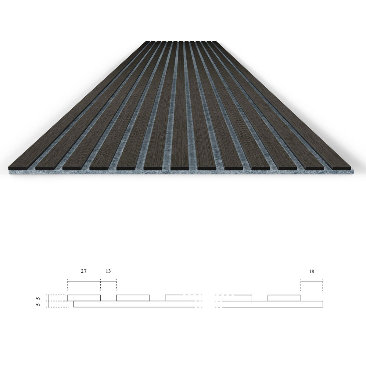 Pannello acustico dogato cannettato decorativo 2800x600x10mm in VERO LEGNO+Pet+Mdf "varie essenze" - Eternal Parquet