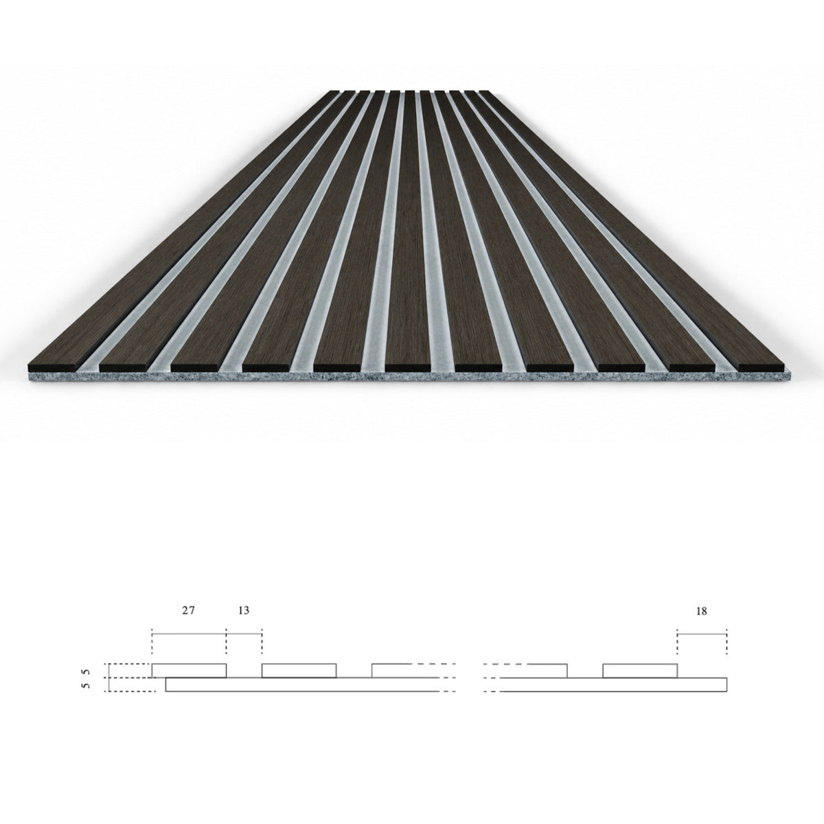 Pannello acustico dogato cannettato decorativo 2800x600x10mm in VERO LEGNO+Pet+Mdf "varie essenze" - Eternal Parquet