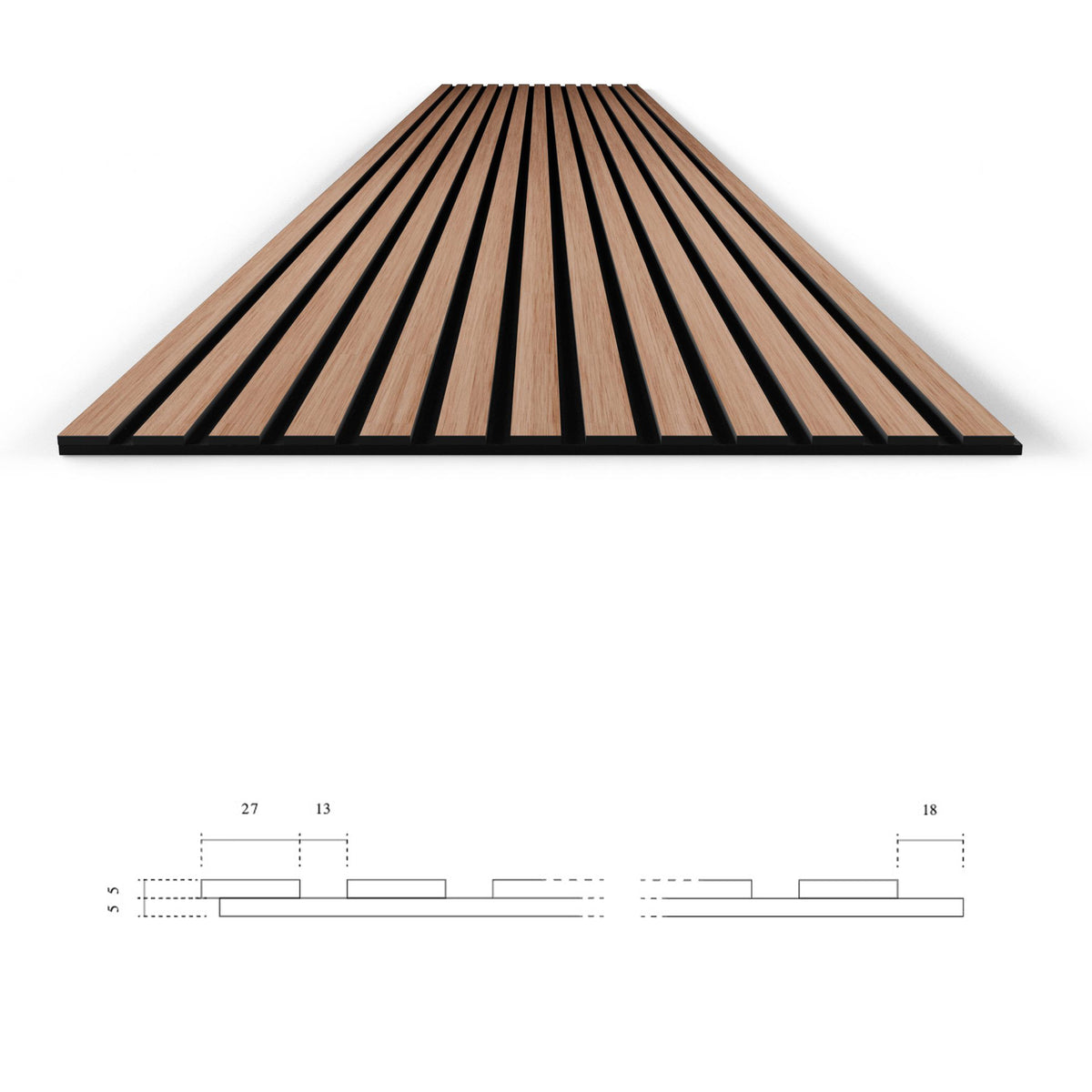 Pannello acustico dogato cannettato decorativo 2800x600x10mm in VERO LEGNO+Pet+Mdf "varie essenze" - Eternal Parquet
