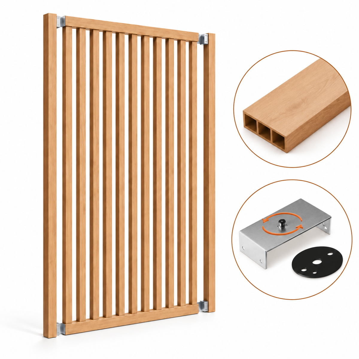SIPA SLIM Kit completo (13 toghe+2 basi orizzontali+staffe GIREVOLI) Divisorio Frangiluce in PVC Effetto Legno – rifilabile  1205x2900mm