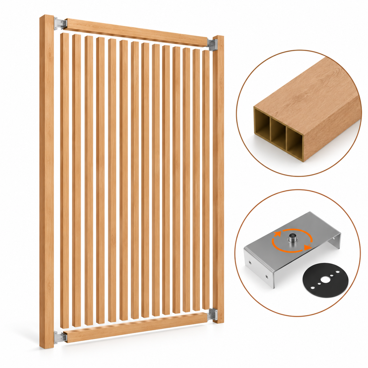 SIPA BOLD Kit completo (16 toghe+2 basi orizzontali+staffe GIREVOLI) Divisorio Frangiluce in PVC Effetto Legno – rifilabile  1600x2900mm