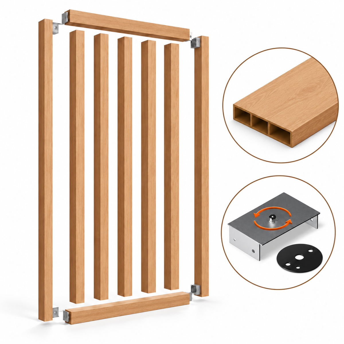SIPA SLIM Kit completo (7 toghe+2 basi orizzontali+staffe GIREVOLI) Divisorio Frangiluce in PVC Effetto Legno – rifilabile  645x2900mm - Eternal Parquet