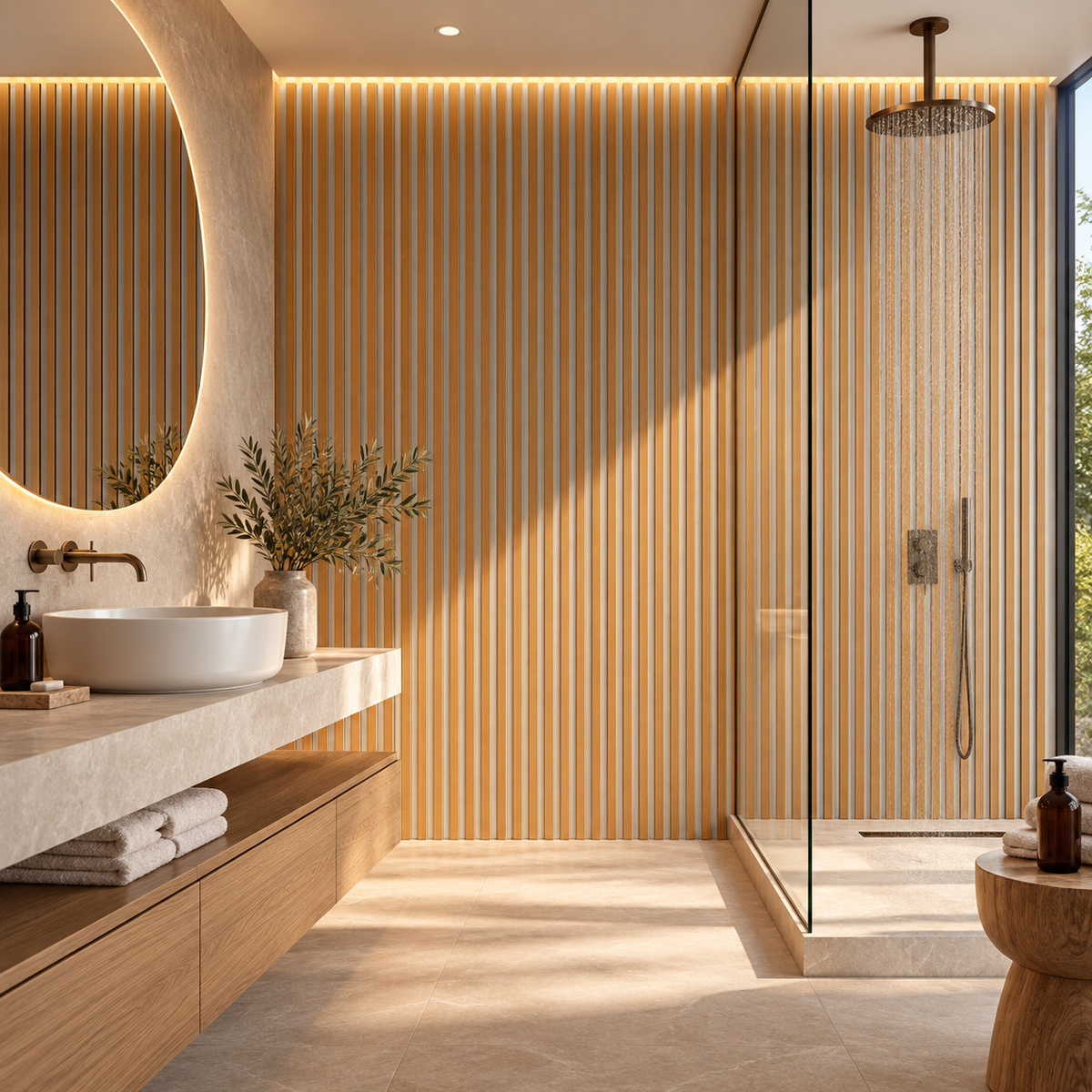 Pannello acustico dogato cannettato decorativo 2800x600x10mm in VERO LEGNO+Pet+Mdf "varie essenze" - Eternal Parquet