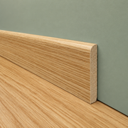 pacco da 100ML di BATTISCOPA BC in legno MASSELLO impiallacciato VERO LEGNO DI ROVERE 70x13 verniciato opaco poro aperto - Eternal Parquet