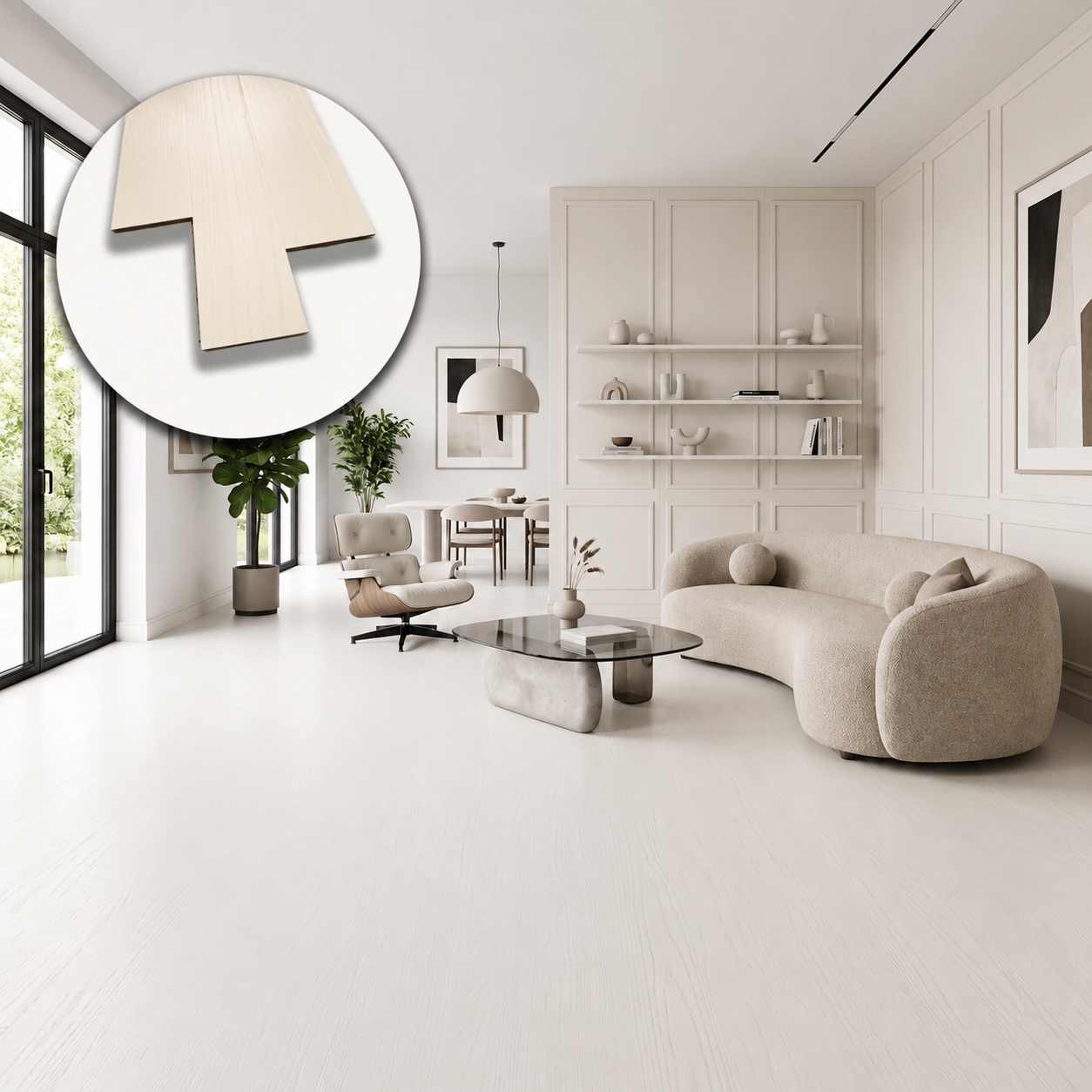 €18,99 m2 * GARBELOTTO STOCK * Parti på 19 m2 prælakeret parket i børstet HVID eg SELECT 10x115x600/800 (3,5 mm ædel)