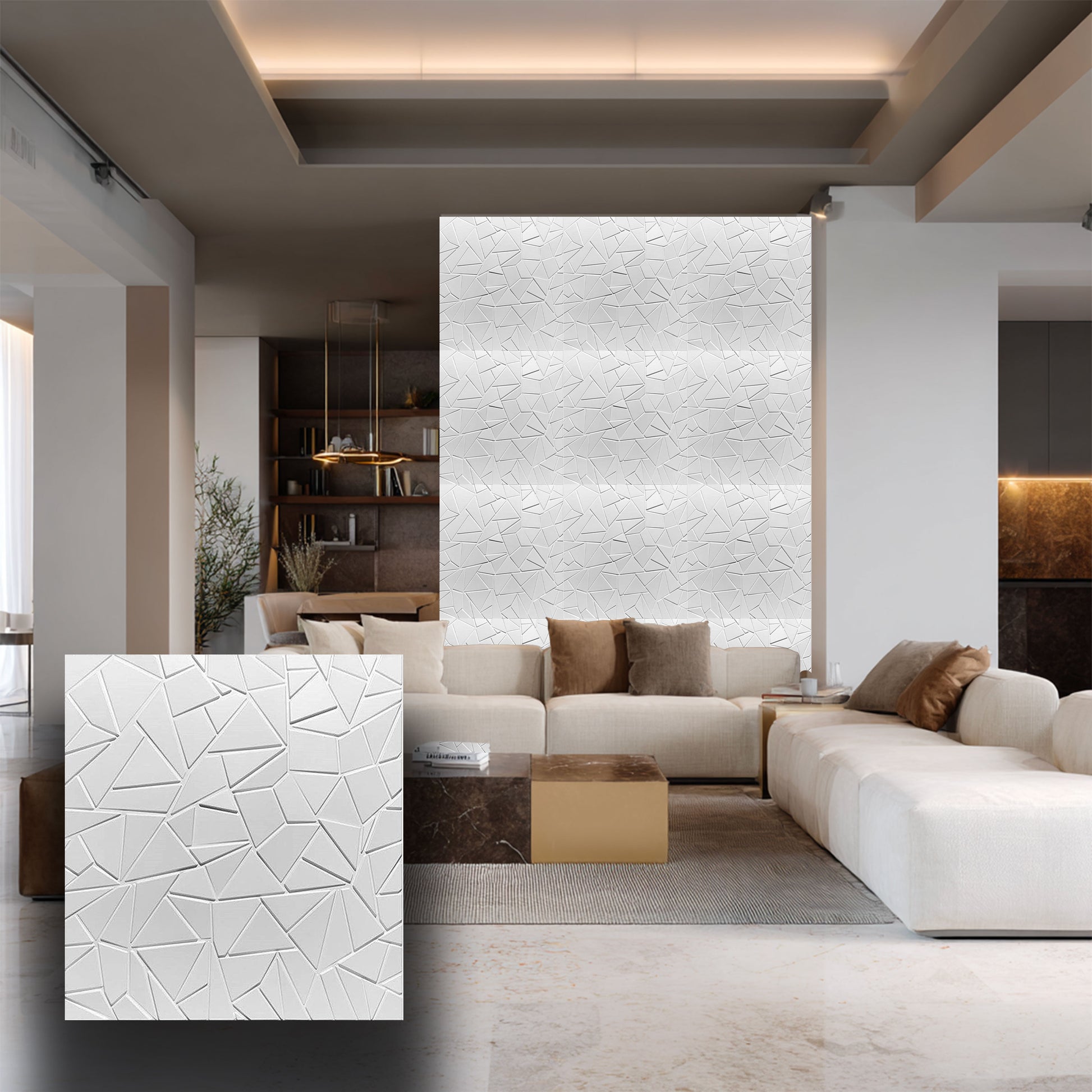 €3,49 pannello per boiserie a parete, rivestimento cassonato a soffitto e porte in PVC 3D 50X50cm mod. SCHEGGE - Eternal Parquet