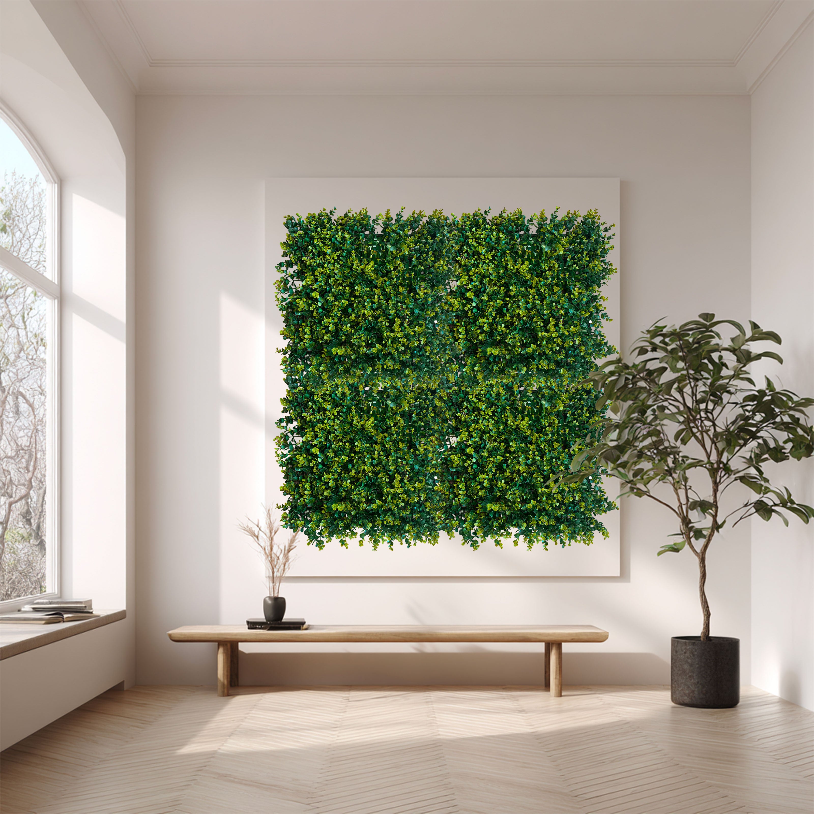 Pannelli Verde Verticale 50×50 cm Ultra-realistici e folti, per interno/esterno SIEPE MEDIA - Eternal Parquet - Eternal Parquet