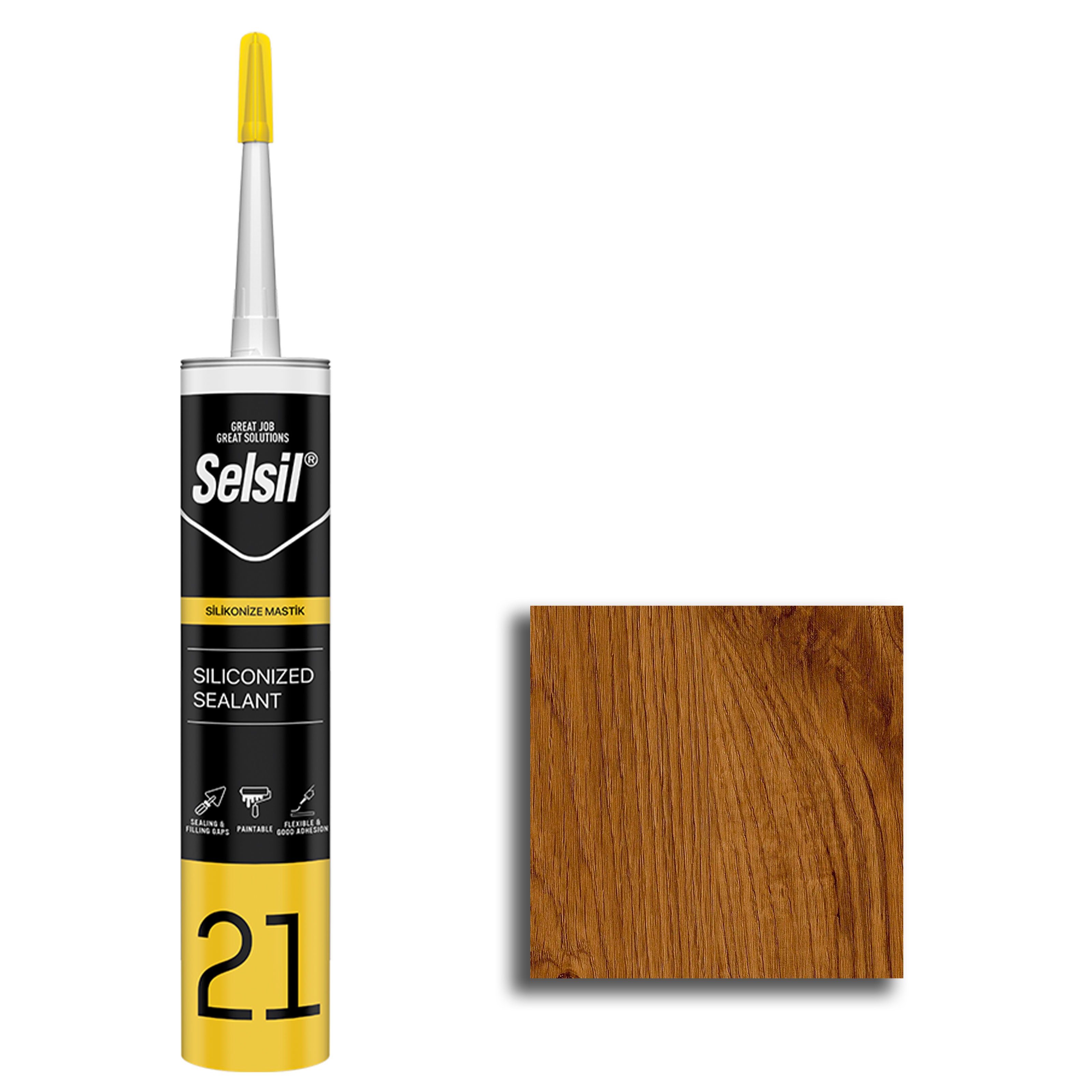 Silicone acrilico 500gr stucco per giunti COLOR ROVERE per Legno, Pvc, ferro, alluminio ecc Selsil