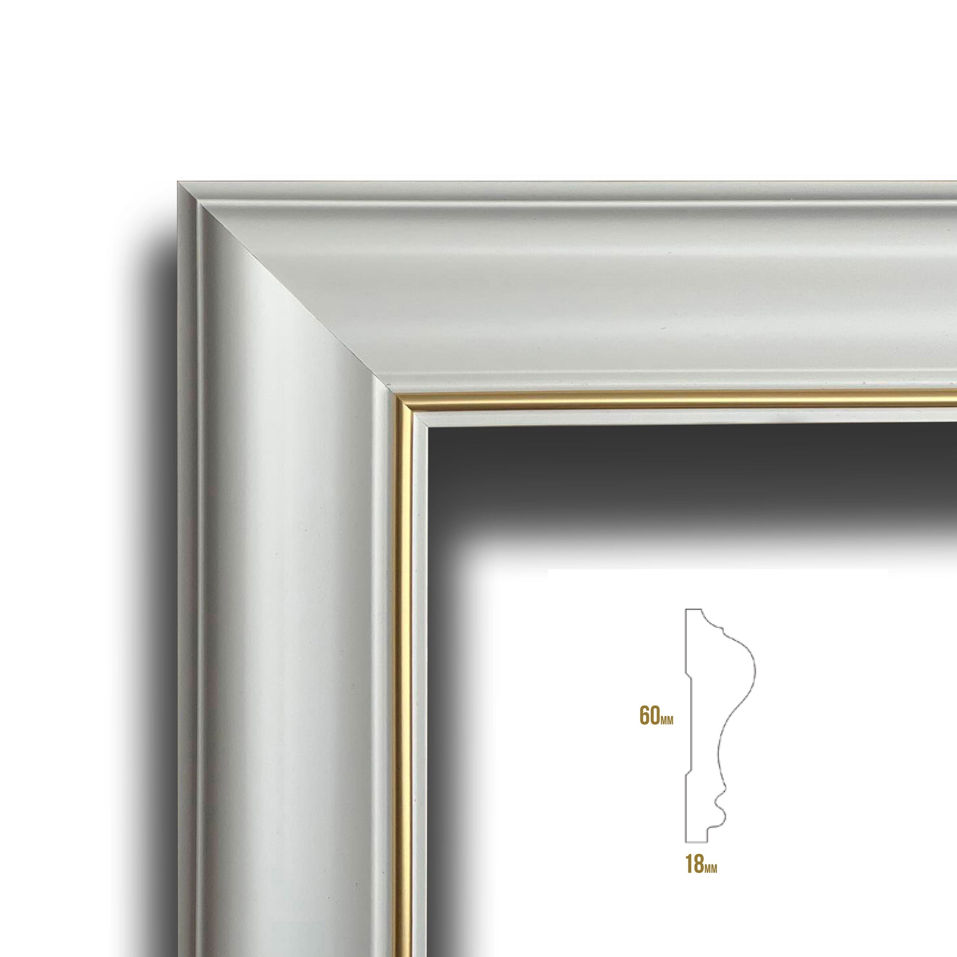 4 barre intere PRETAGLIATE AD ANGOLO per Bugna Boiserie in polimeri linea GOLD (filo oro) bianco Avorio 9010 varie dimensioni - Eternal Parquet
