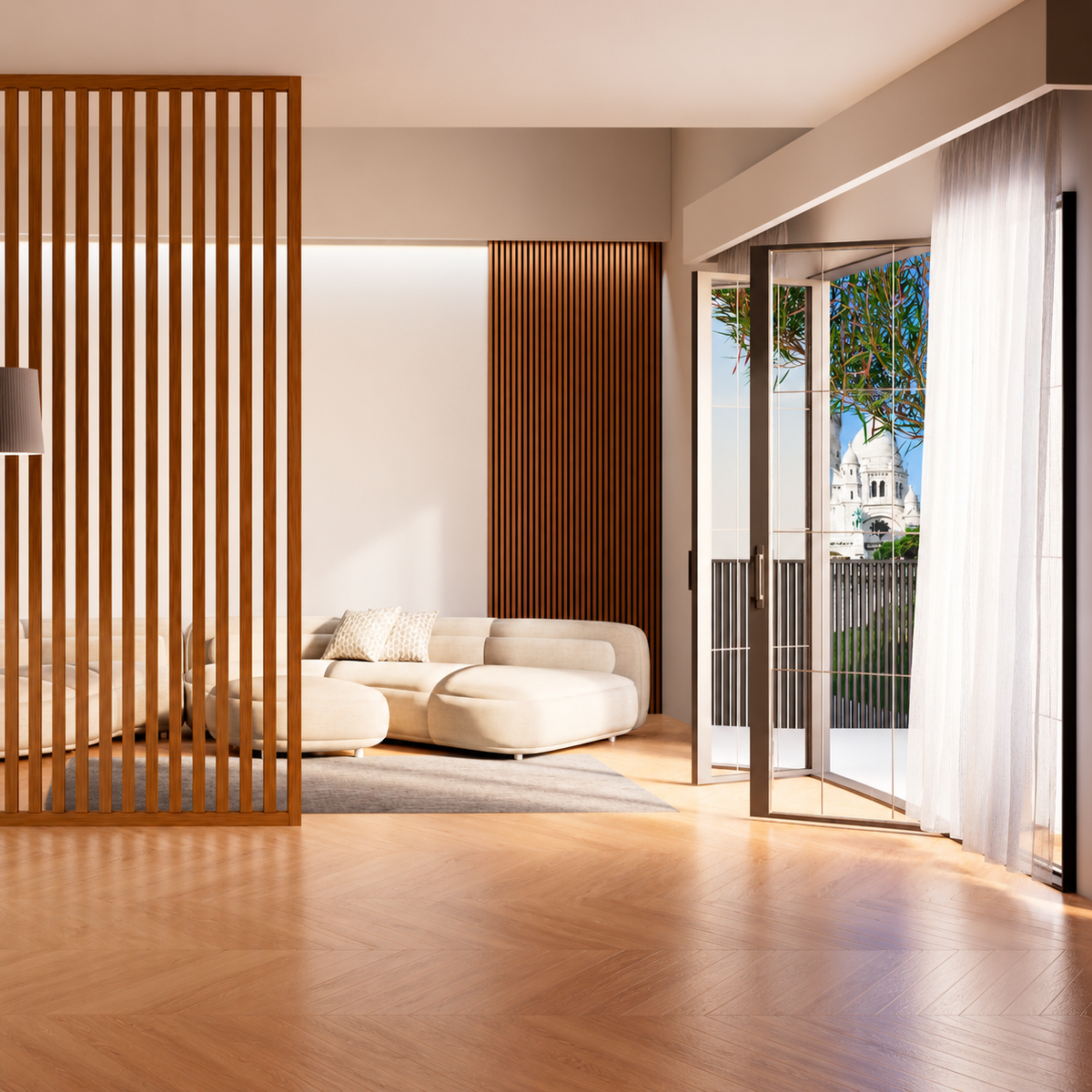 SIPA PURE Kit completo (7 toghe+2 basi orizzontali+staffe fisse) Divisorio Frangiluce in PVC Effetto Legno – rifilabile  650x2900mm