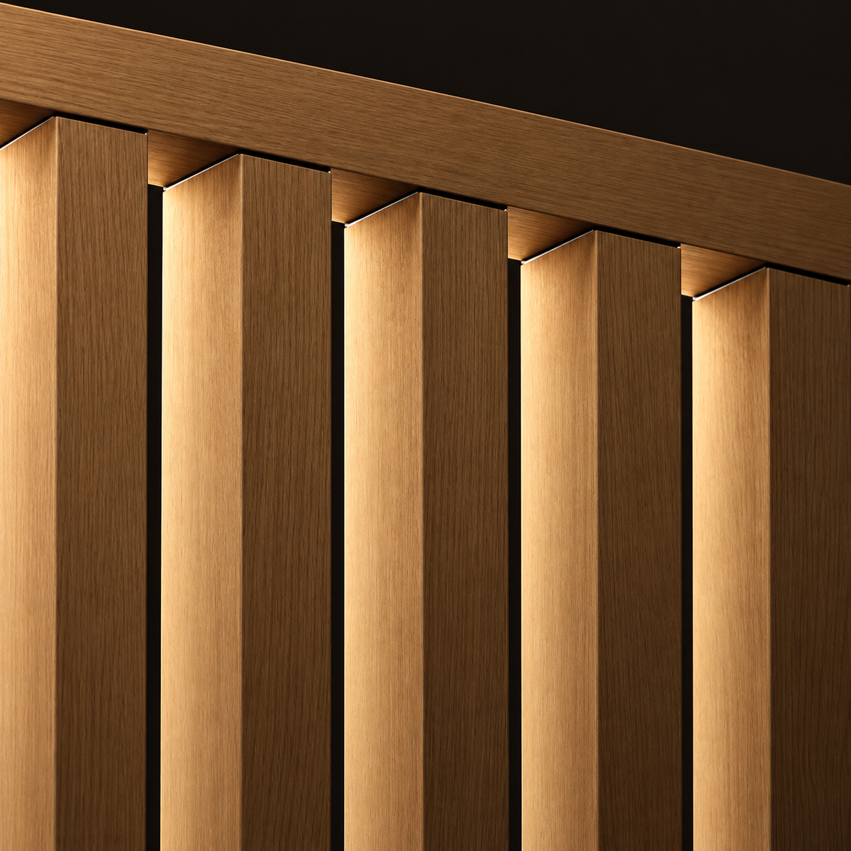 SIPA PURE Kit completo (7 toghe+2 basi orizzontali+staffe fisse) Divisorio Frangiluce in PVC Effetto Legno – rifilabile  650x2900mm