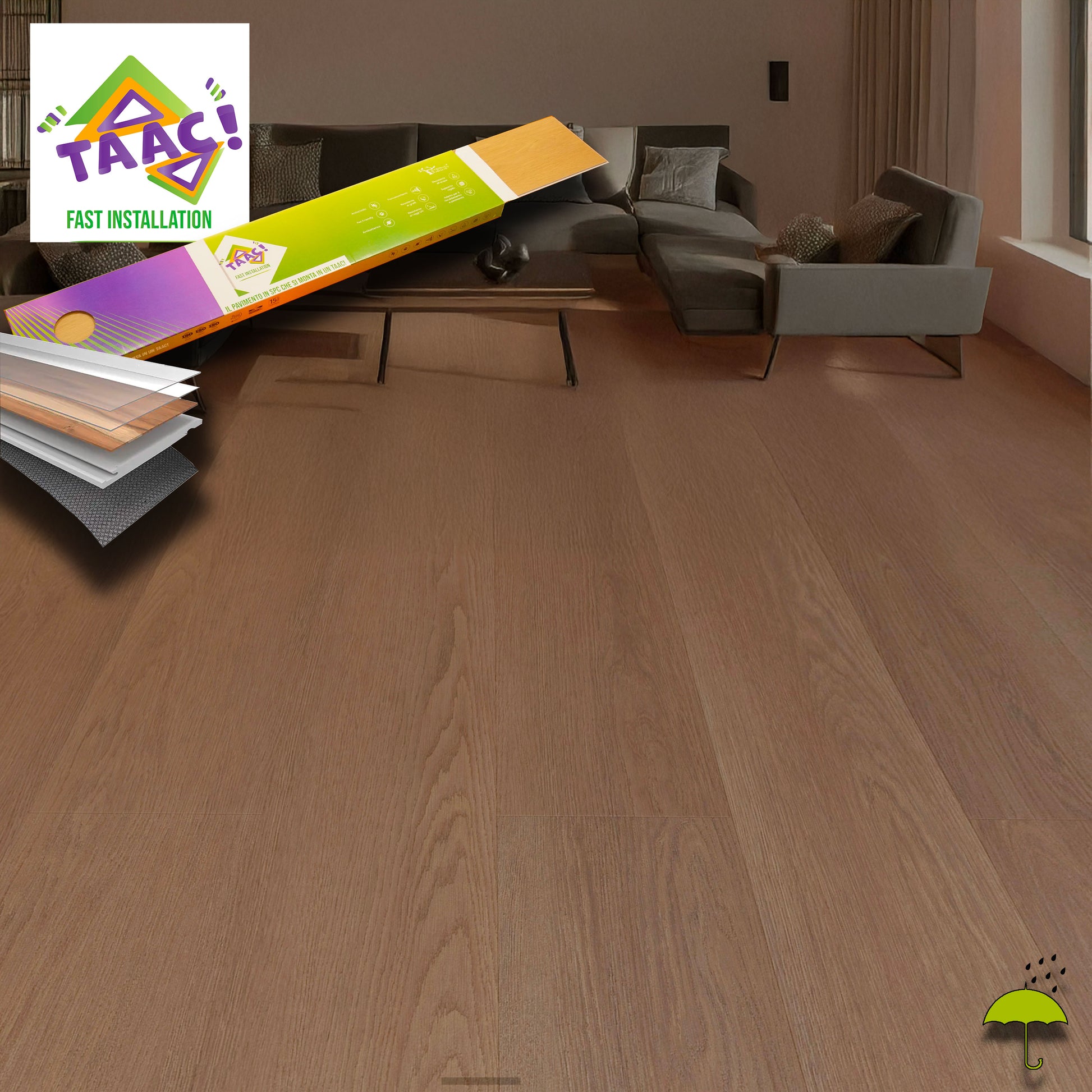 TAAC! il Pavimento SPC in Polvere di Pietra Fast-click 5mm (sp.4+1) HI-RES 1220x228mm mod. SIRIUS - Eternal Parquet