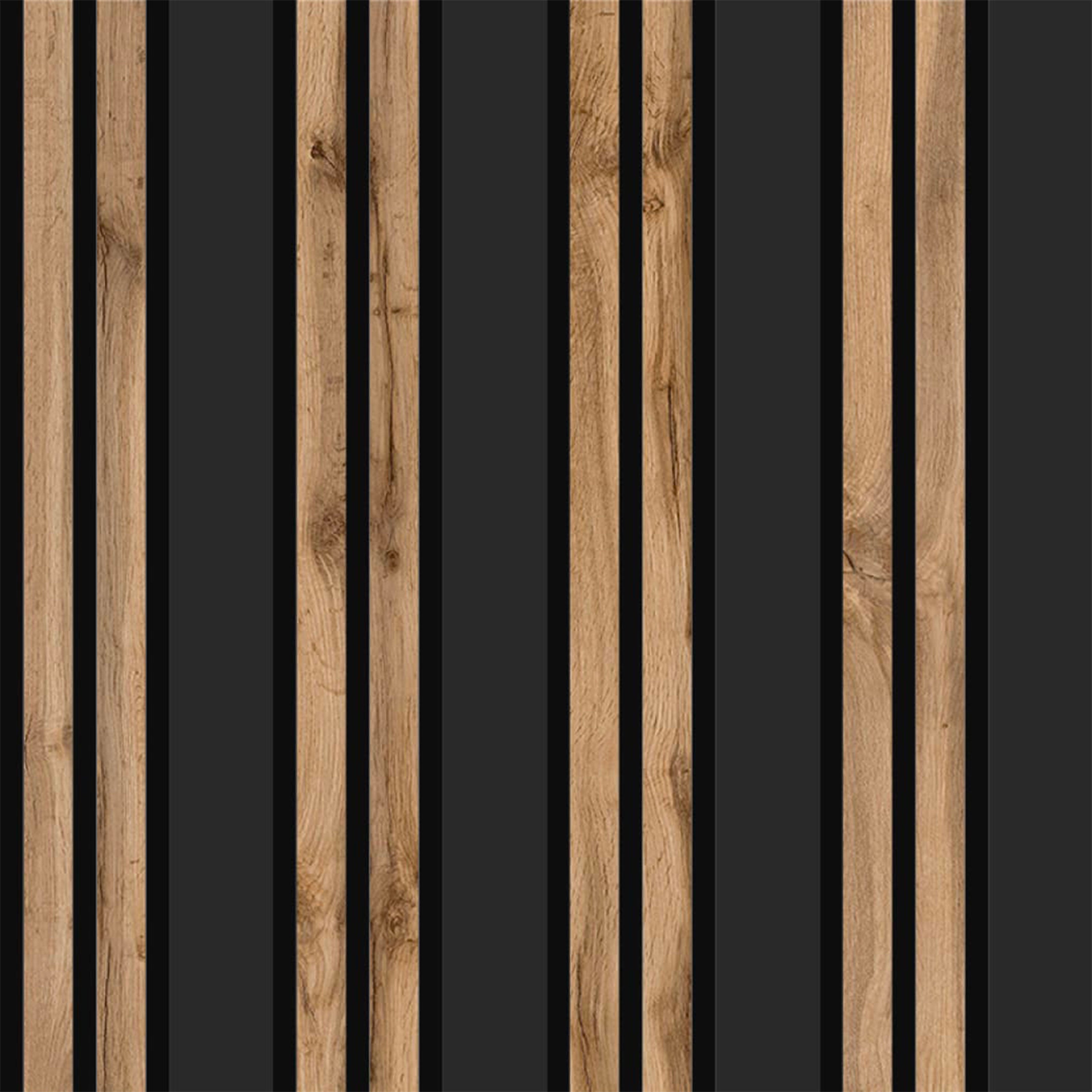 Pannello ACUSTICO arrotolabile (1,66mq) a Lamelli in Fibra di legno  mis. 9x600x2780mm BLACK + NOCE - Eternal Parquet