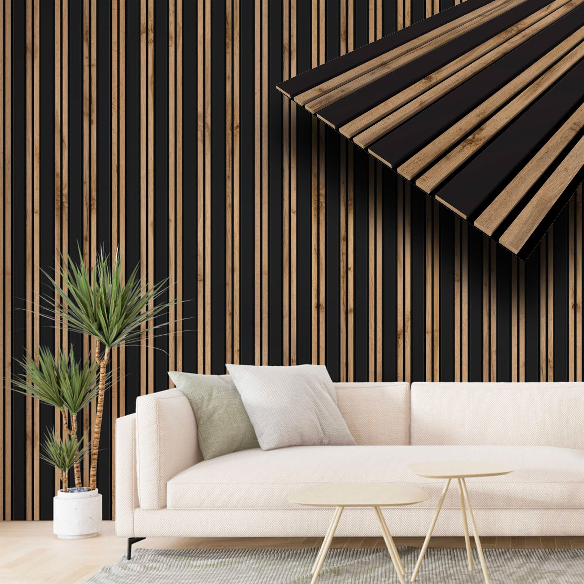 Pannello ACUSTICO arrotolabile (1,66mq) a Lamelli in Fibra di legno  mis. 9x600x2780mm BLACK + NOCE - Eternal Parquet