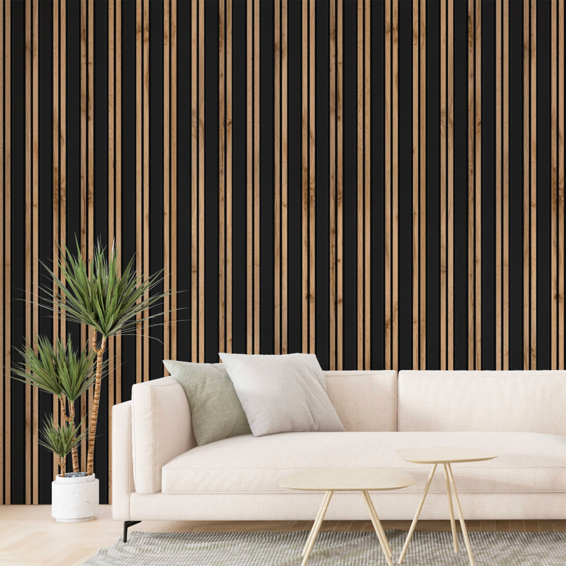 Pannello ACUSTICO arrotolabile (1,66mq) a Lamelli in Fibra di legno  mis. 9x600x2780mm BLACK + NOCE - Eternal Parquet