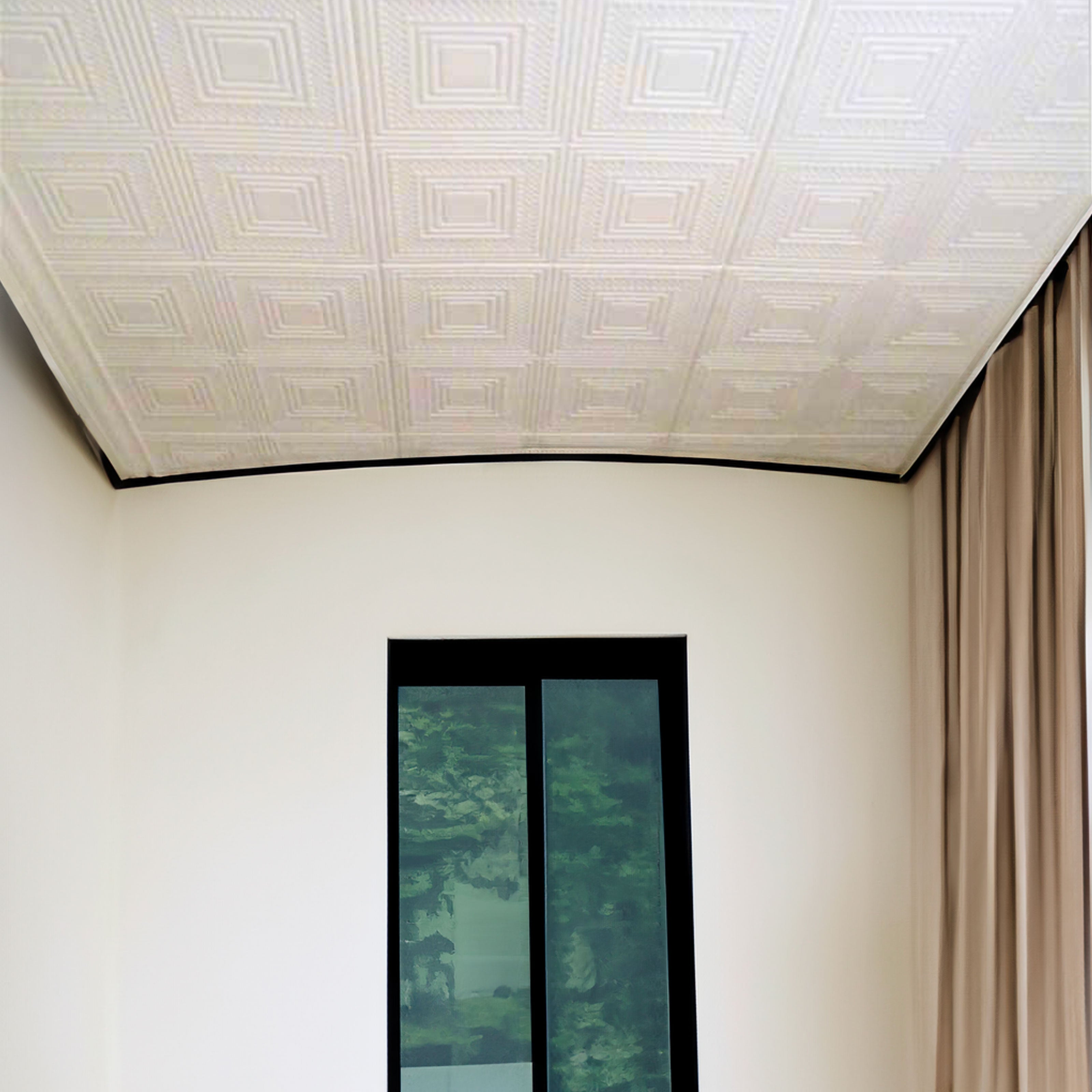 10 o 20mq (40 oppure 80 pezzi) di pannello decorativo a soffitto in polistirene compatto 50x50cm (spess. 1cm) EVORA Eternal Parquet