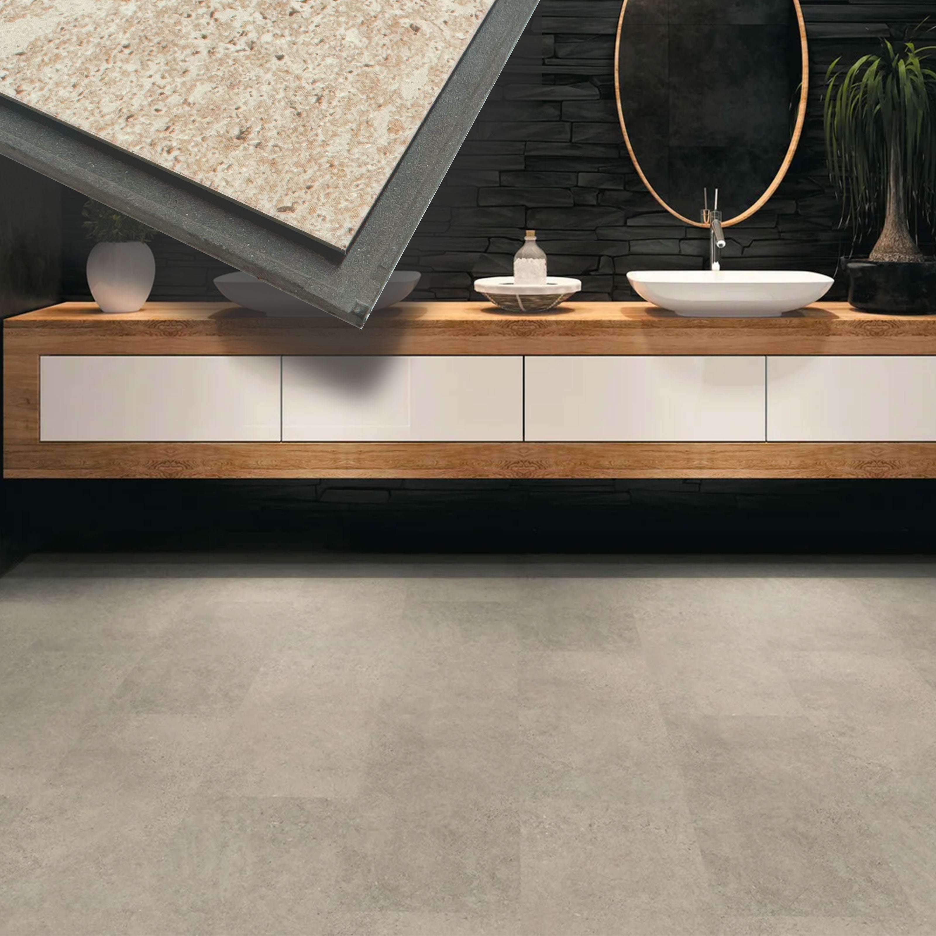 €9,99mq *MEGA STOCK* Listone TILE  in LVT click AC5 da 4mm CREAM STONE 304X609mm idrorepellente Eternal Parquet