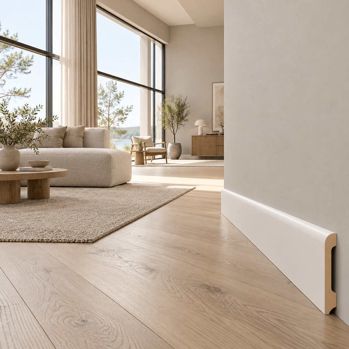 Battiscopa BC in POLIMERI EqualWood HI-TEC 80x15mm - BIANCO (prezzo al metro)
