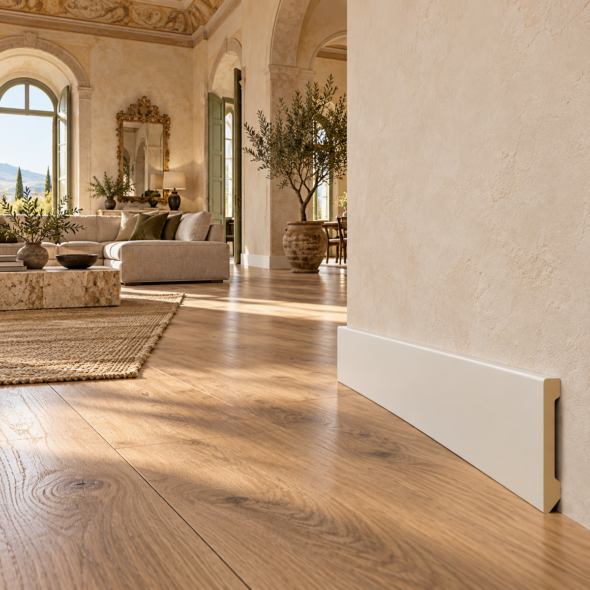 Battiscopa DRITTO in POLIMERI EqualWood HI-TEC 100x14mm - BIANCO (prezzo al metro)