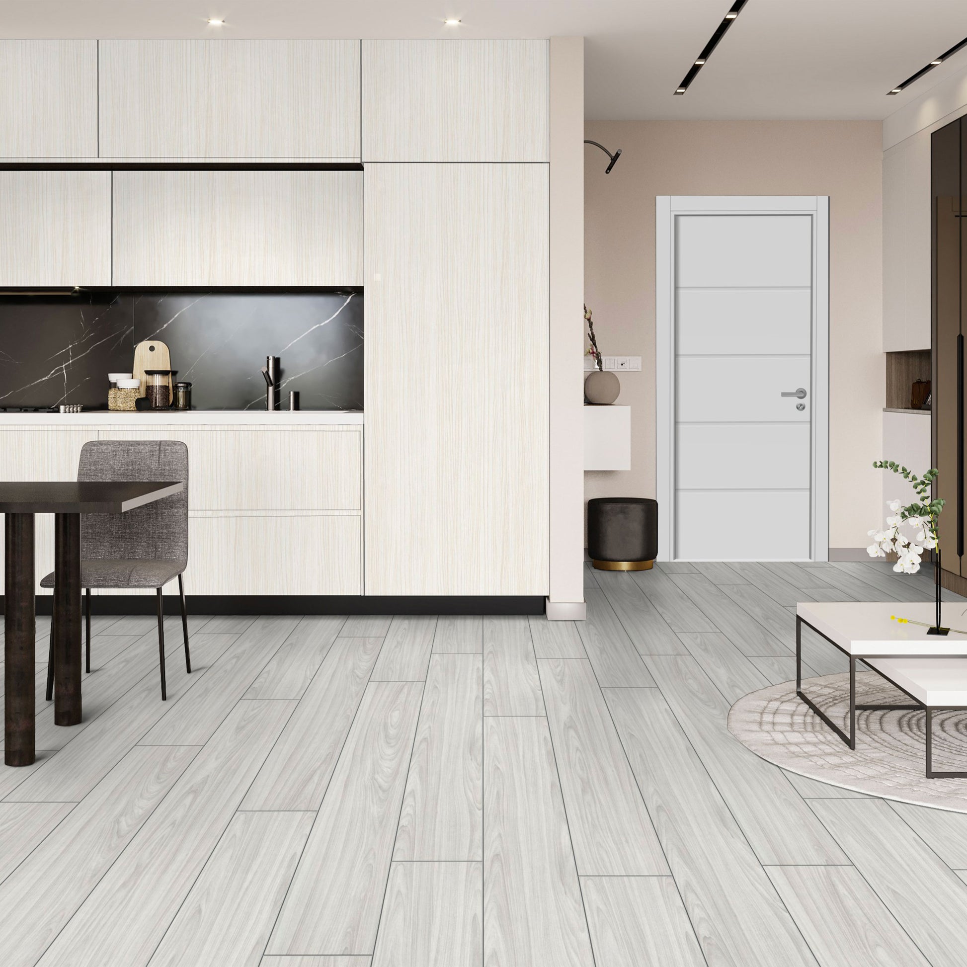 Pavimento in laminato 8mm Click Spazzolato  bisellato NOCE GRIGIO 197x1205 - 10 anni garanzia - Eternal Parquet