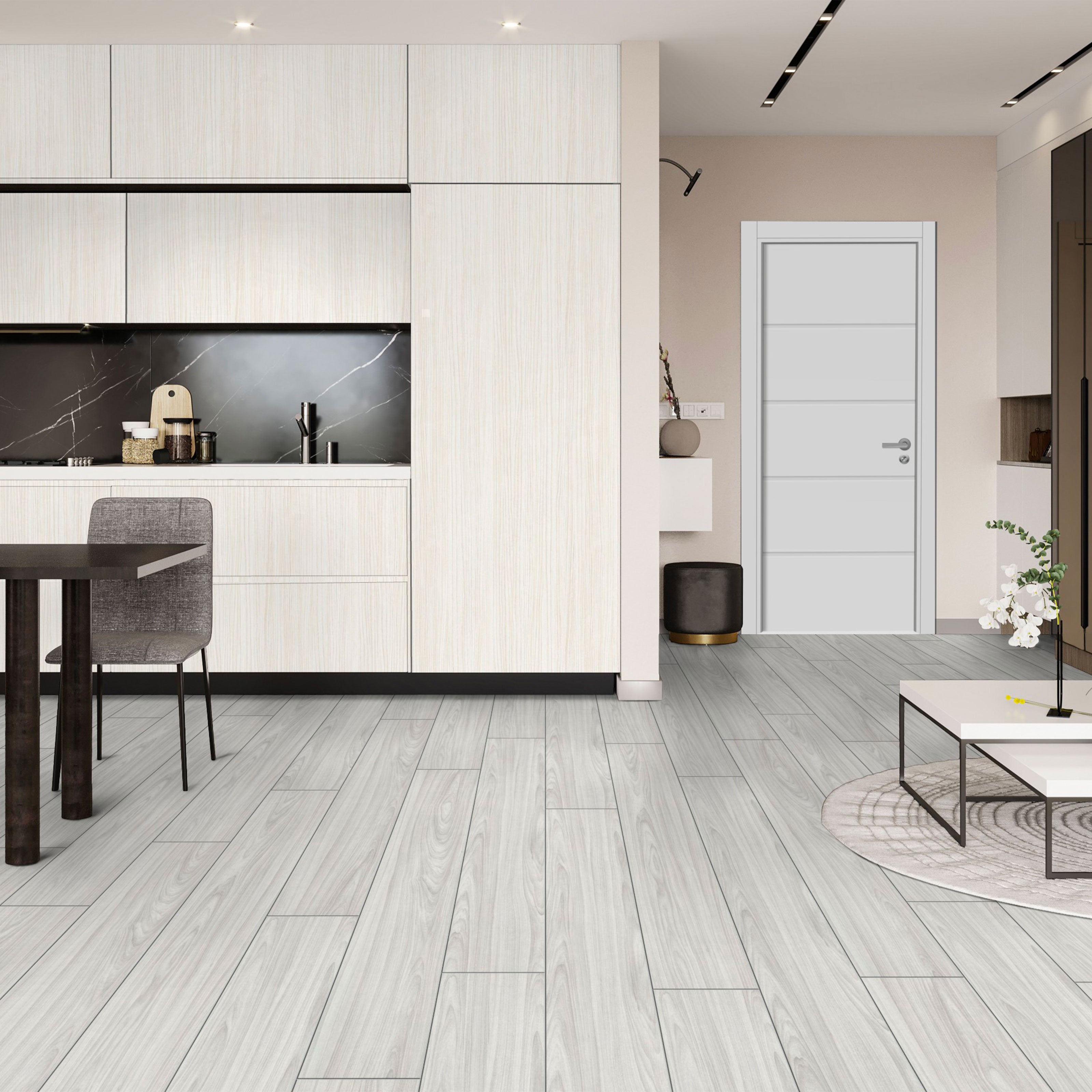 Pavimento in laminato 8mm Click Spazzolato  bisellato NOCE GRIGIO 197x1205 - 10 anni garanzia