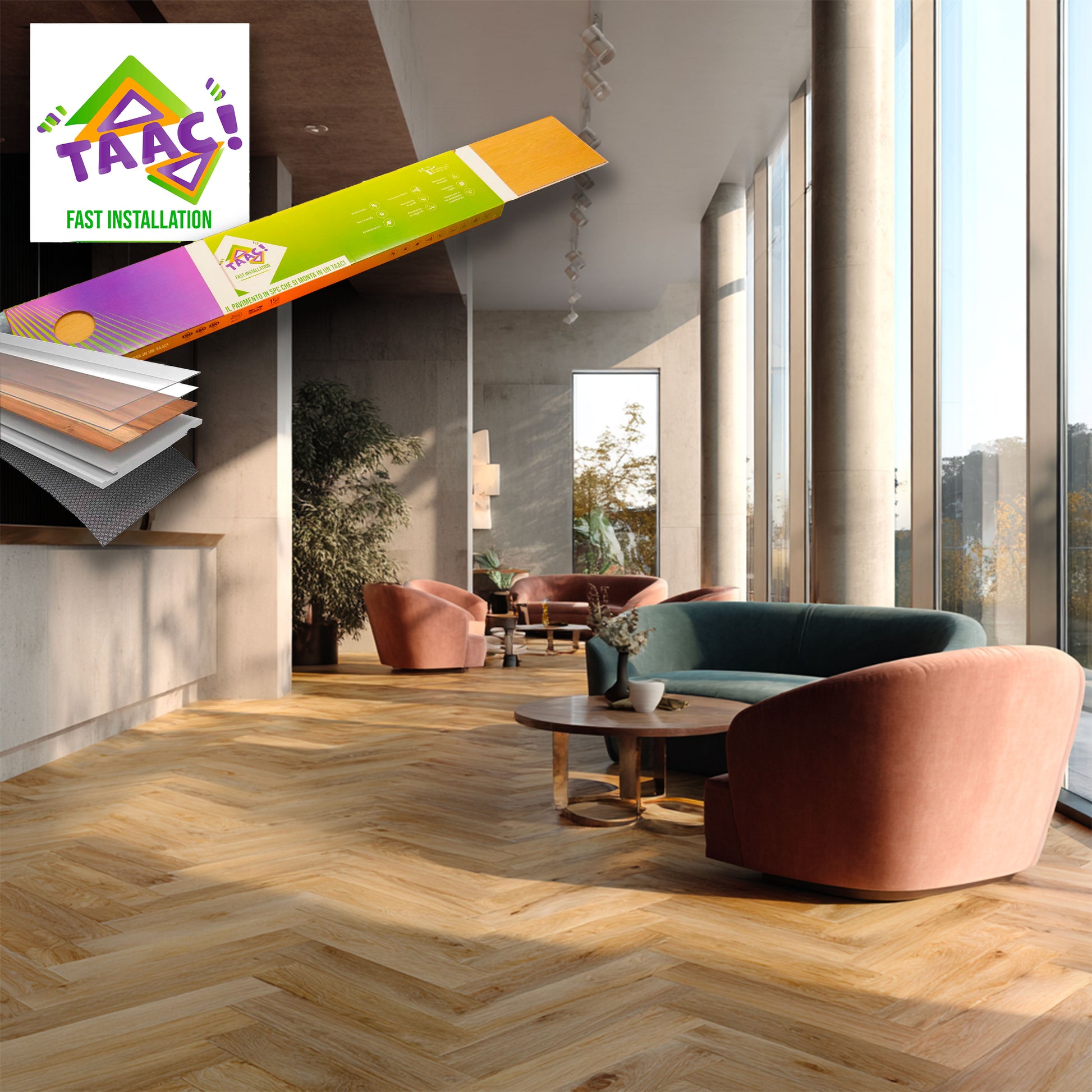 TAAC! La Spina Italiana SPC in Polvere di Pietra ULTRAREAL Fast-click 6,5mm (sp.5+1,5)  750x150mm AZHA - Eternal Parquet