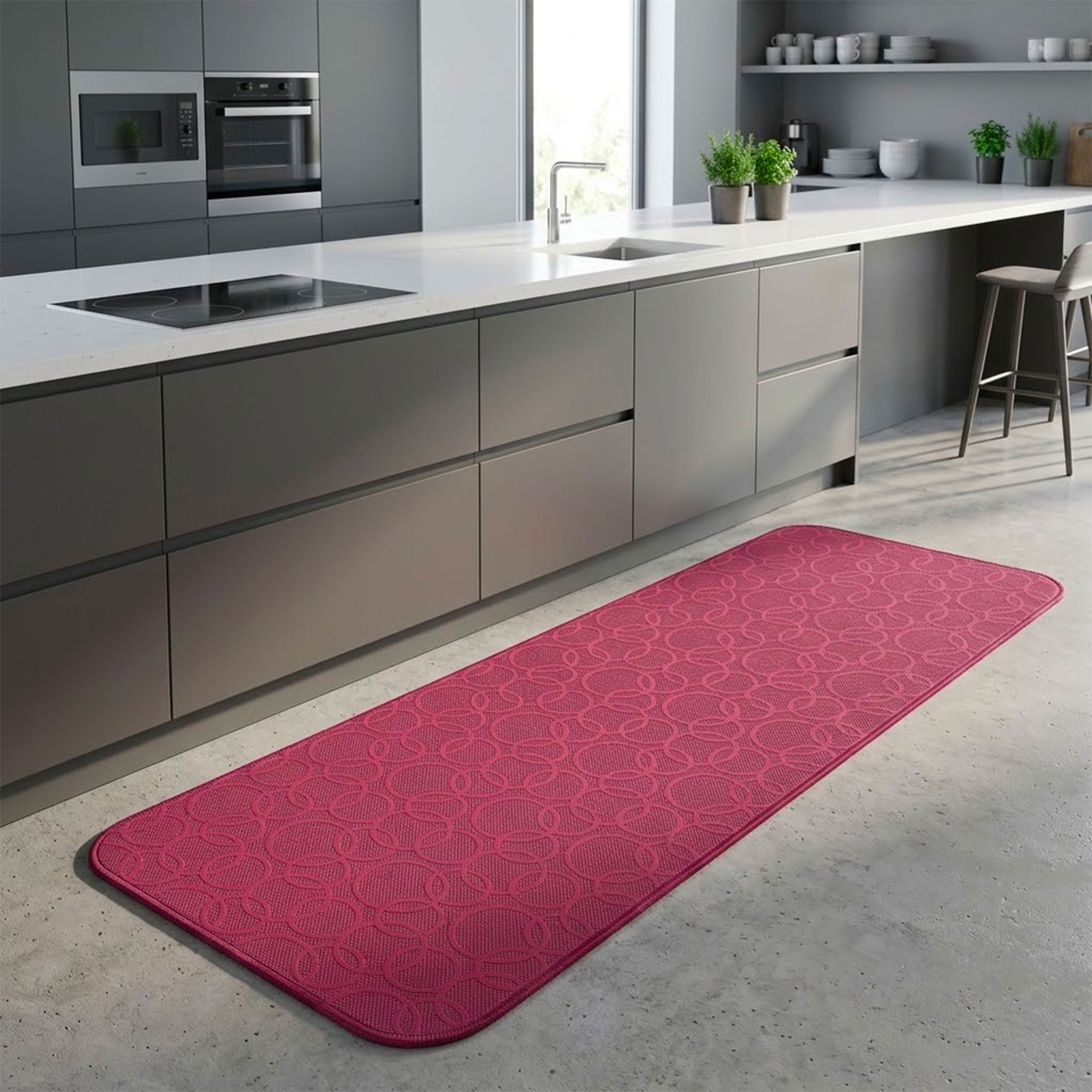 Tappeto passatoia Bordato 4 lati in stoffa decorata resistente e fondo in PVC antiscivolo varie misure Made in Italy