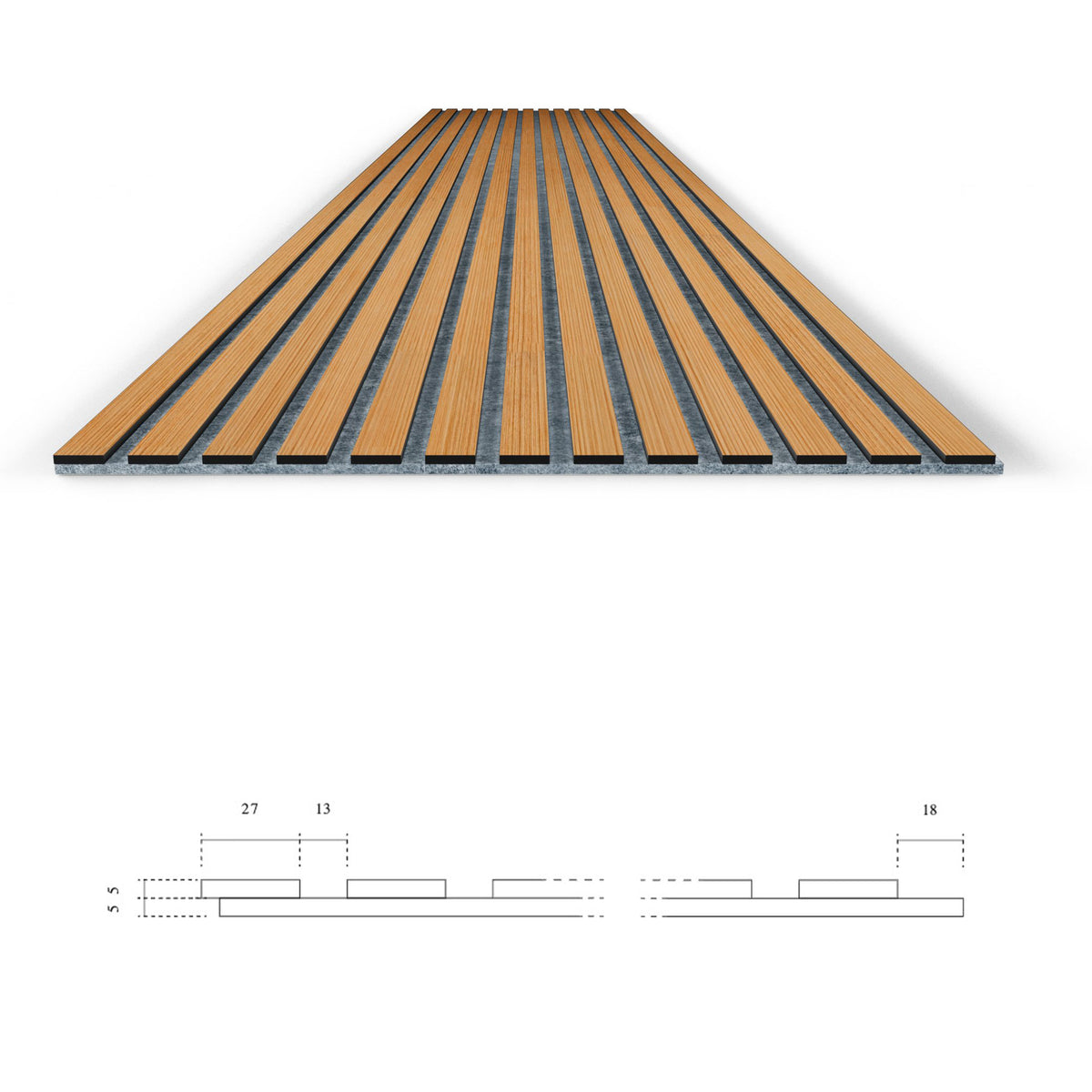 Pannello acustico dogato cannettato decorativo 2800x600x10mm in VERO LEGNO+Pet+Mdf "varie essenze" - Eternal Parquet