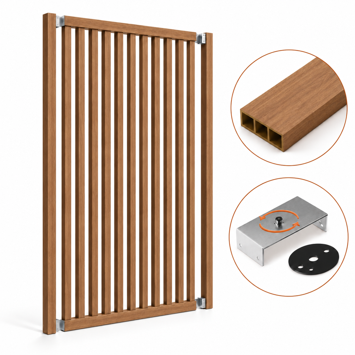 SIPA SLIM Kit completo (13 toghe+2 basi orizzontali+staffe GIREVOLI) Divisorio Frangiluce in PVC Effetto Legno – rifilabile  1205x2900mm