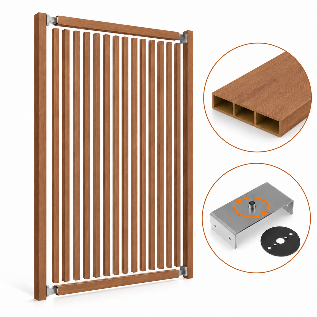 SIPA SLIM Kit completo (16 toghe+2 basi orizzontali+staffe GIREVOLI) Divisorio Frangiluce in PVC Effetto Legno – rifilabile  1525x2900mm