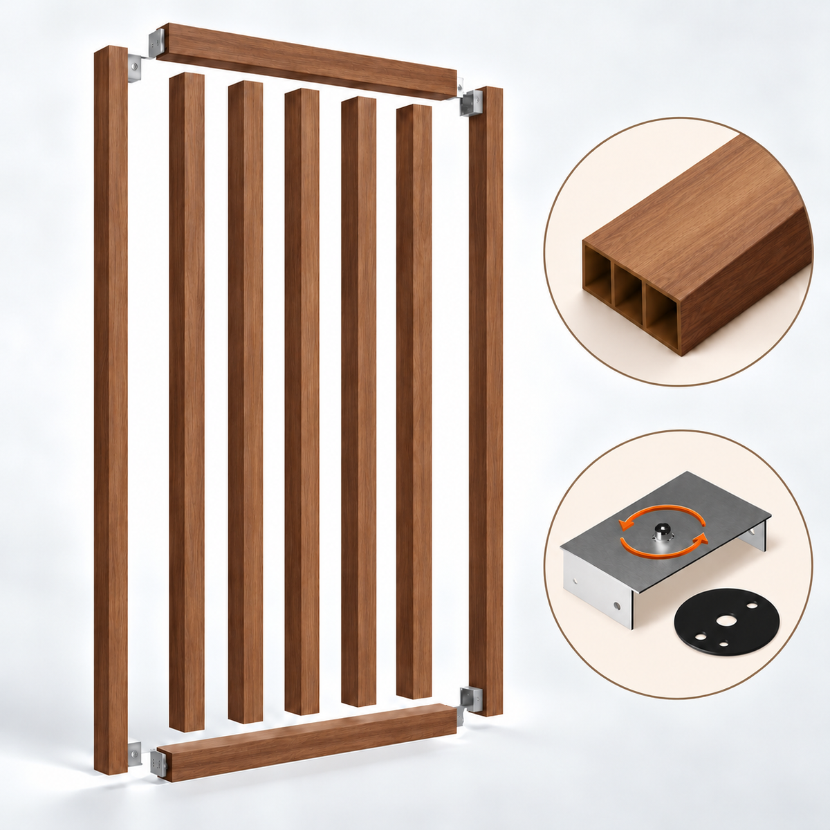 SIPA BOLD Kit completo (7 toghe+2 basi orizzontali+staffe GIREVOLI) Divisorio Frangiluce in PVC Effetto Legno – rifilabile  680x2900mm - Eternal Parquet