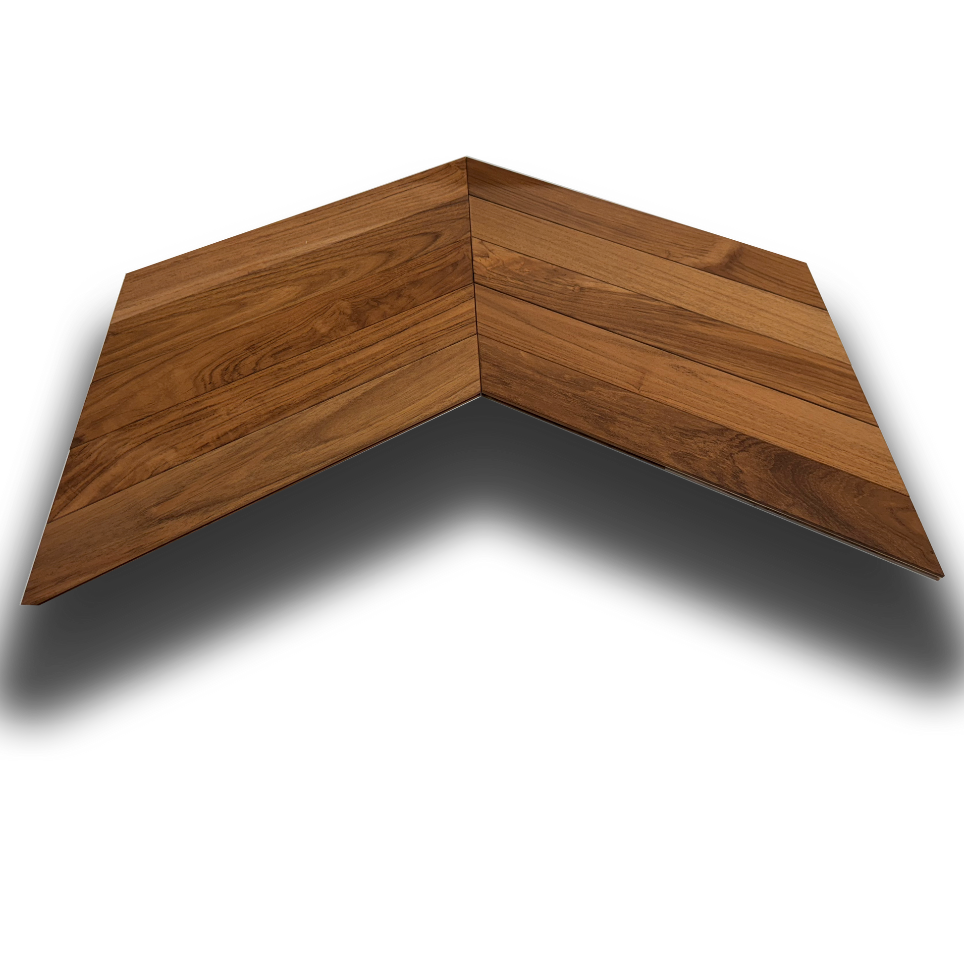 Parquet prefinito massello (due strati in teak) Teak Asia Spina ungherese vern. effetto olio, bisellato 10x70x490 - Eternal Parquet