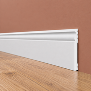 pacco da 132 ML di Battiscopa DUCALE bianco basso spessore 120x10mm in POLIMERI - Polistrutturato