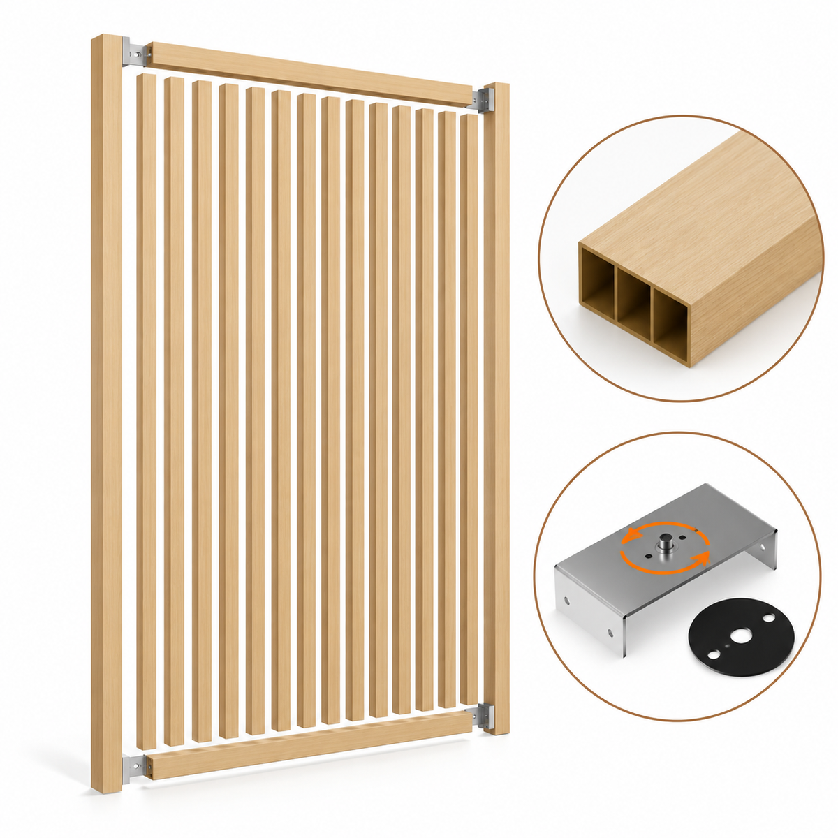 SIPA BOLD Kit completo (16 toghe+2 basi orizzontali+staffe GIREVOLI) Divisorio Frangiluce in PVC Effetto Legno – rifilabile  1600x2900mm