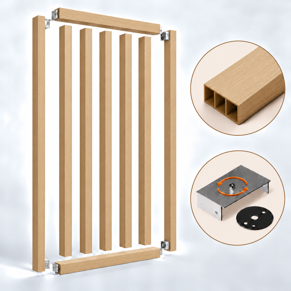 SIPA BOLD Kit completo (7 toghe+2 basi orizzontali+staffe GIREVOLI) Divisorio Frangiluce in PVC Effetto Legno – rifilabile  680x2900mm - Eternal Parquet