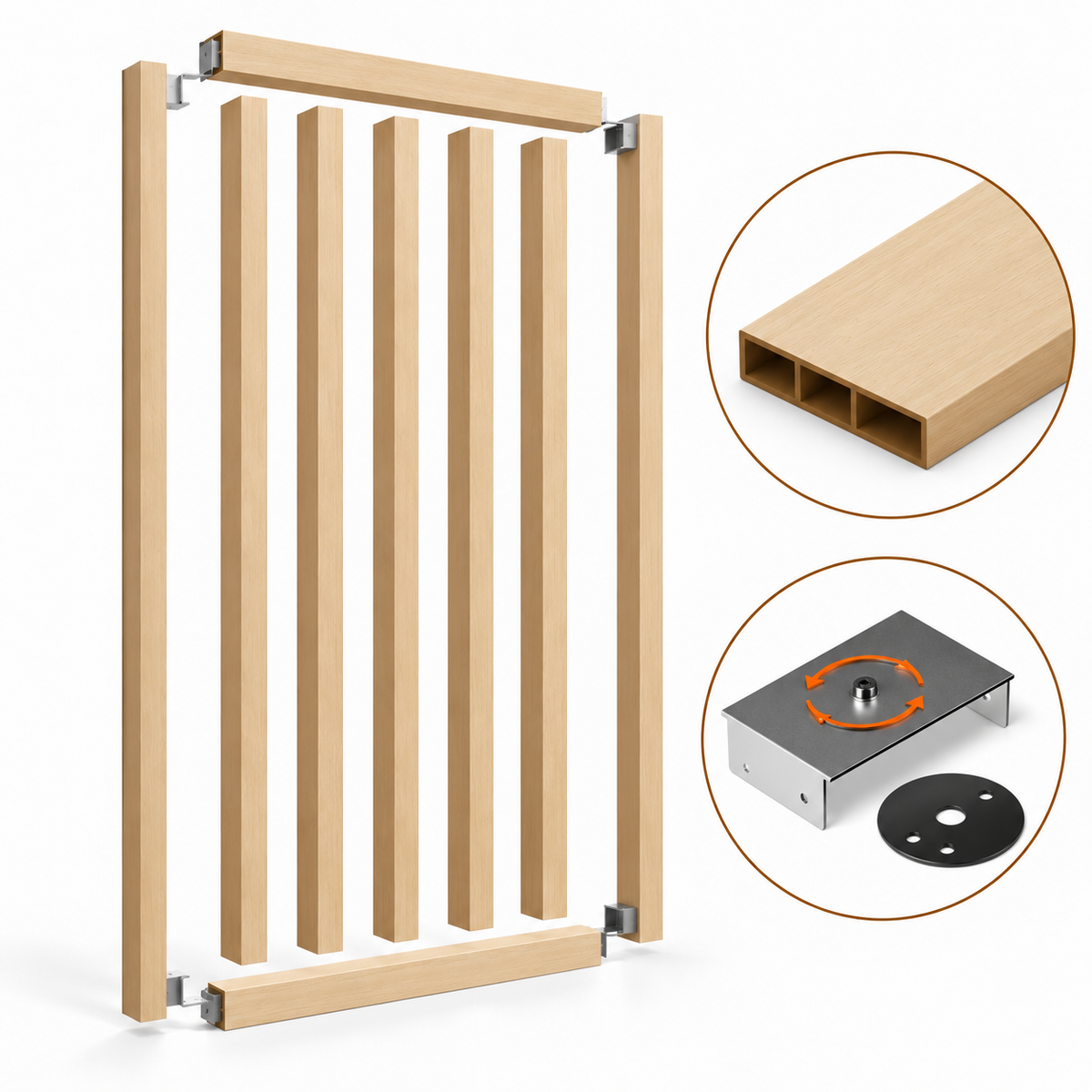 SIPA SLIM Kit completo (7 toghe+2 basi orizzontali+staffe GIREVOLI) Divisorio Frangiluce in PVC Effetto Legno – rifilabile  645x2900mm - Eternal Parquet