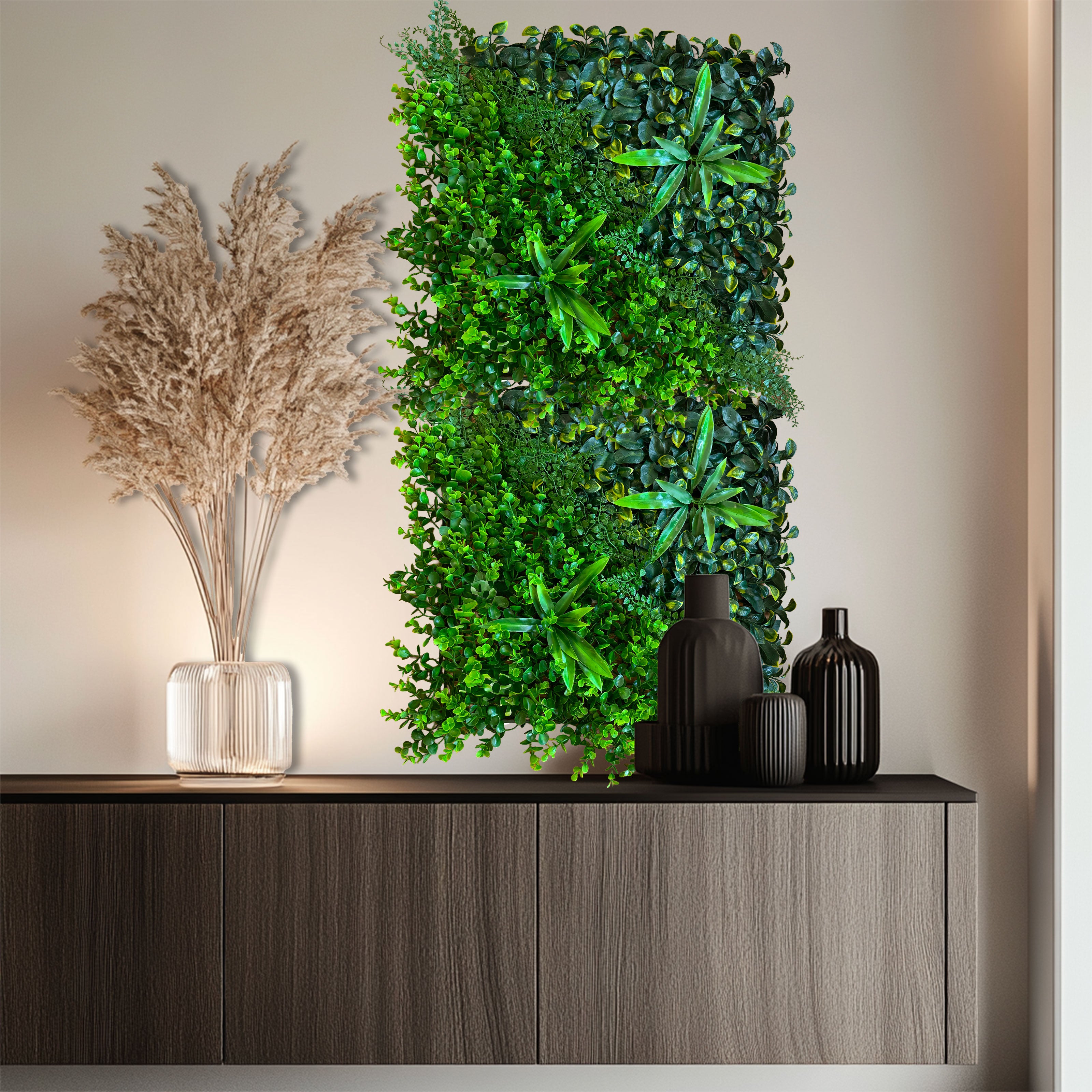 Pannelli Verde Verticale 50×50 cm Ultra-realistici e folti, per interno/esterno AGAVE - DRACENA - Eternal Parquet - Eternal Parquet