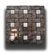 Piastrelle 3D Autoadesive in PET acustiche e isolanti 30x30cm (4mm spessore) MOSAICO NERO E CARRARA - Eternal Parquet