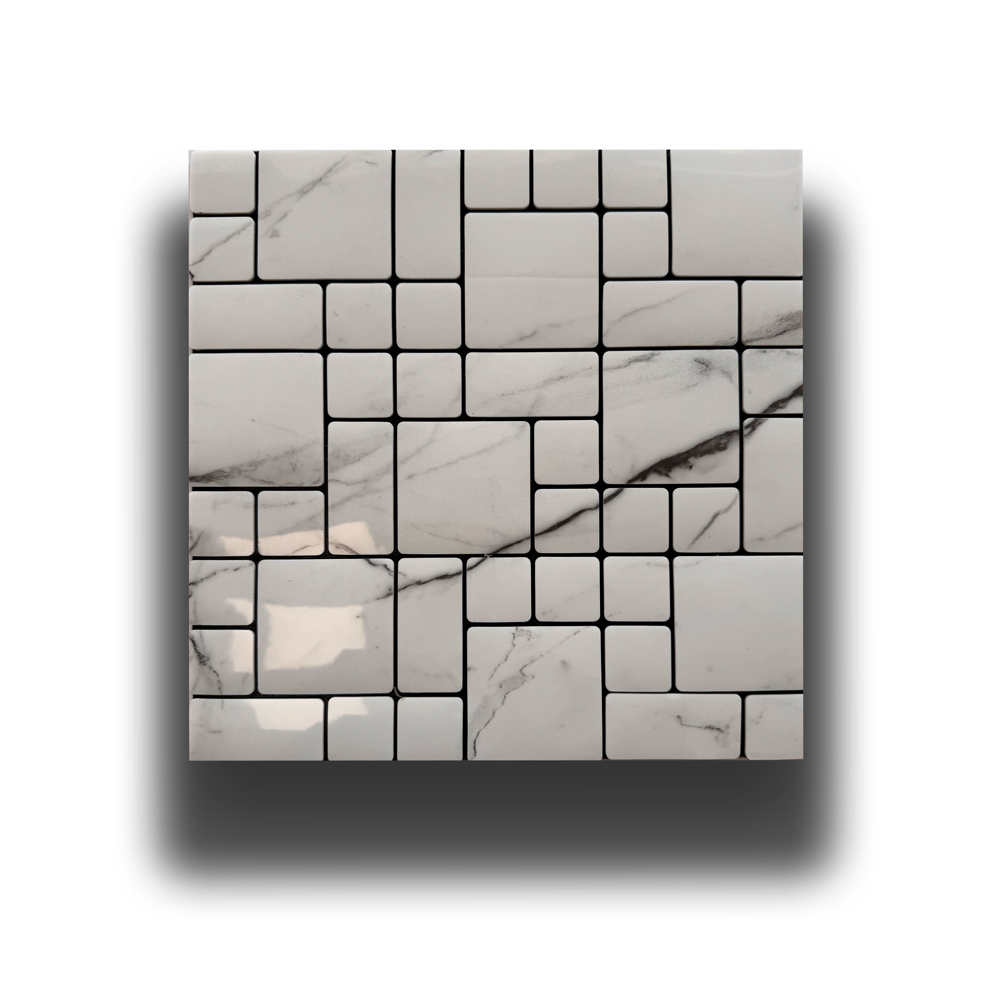 Piastrelle 3D Autoadesive in PET acustiche e isolanti 30x30cm (4mm spessore) MOSAICO CARRARA