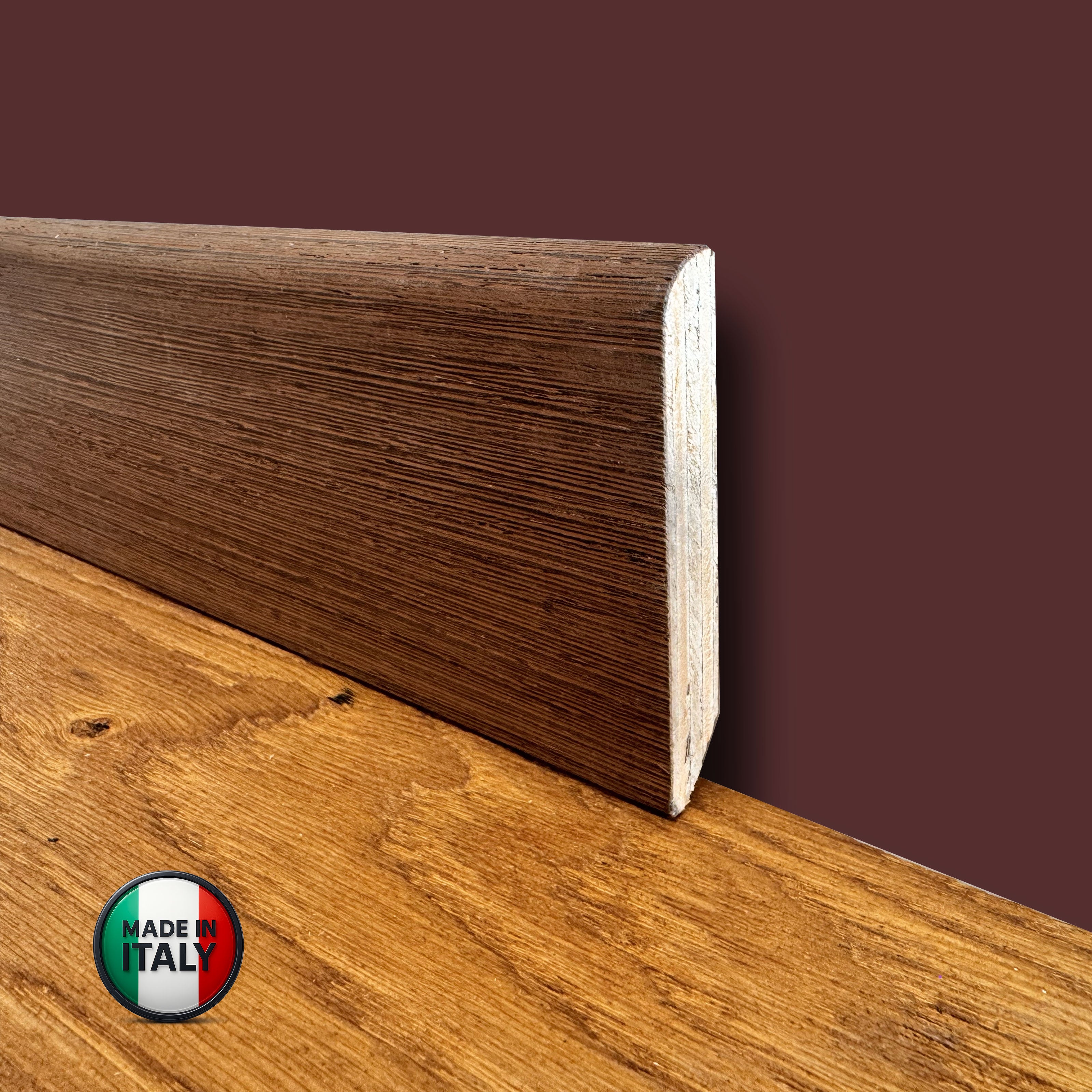 €1,99ml  ** FUORI TUTTO ** Lotti da 45ml di Battiscopa in legno multistrato impiall. WENGE GREZZO 82x13mm - Eternal Parquet