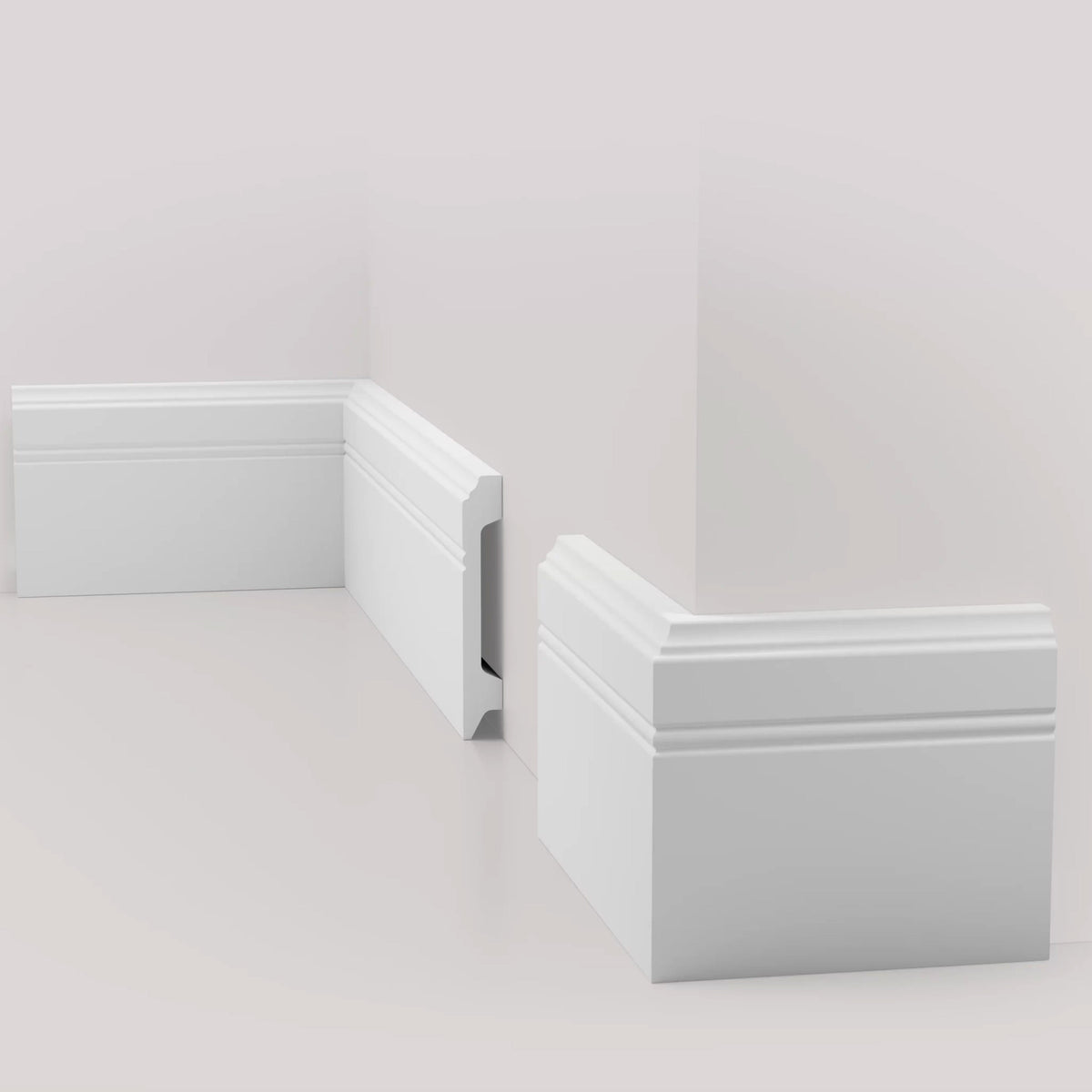 Battiscopa BIANCO Passacavo HORIZON by EDWIN VOSS 100x15mm in POLIMERI - (prezzo al metro)